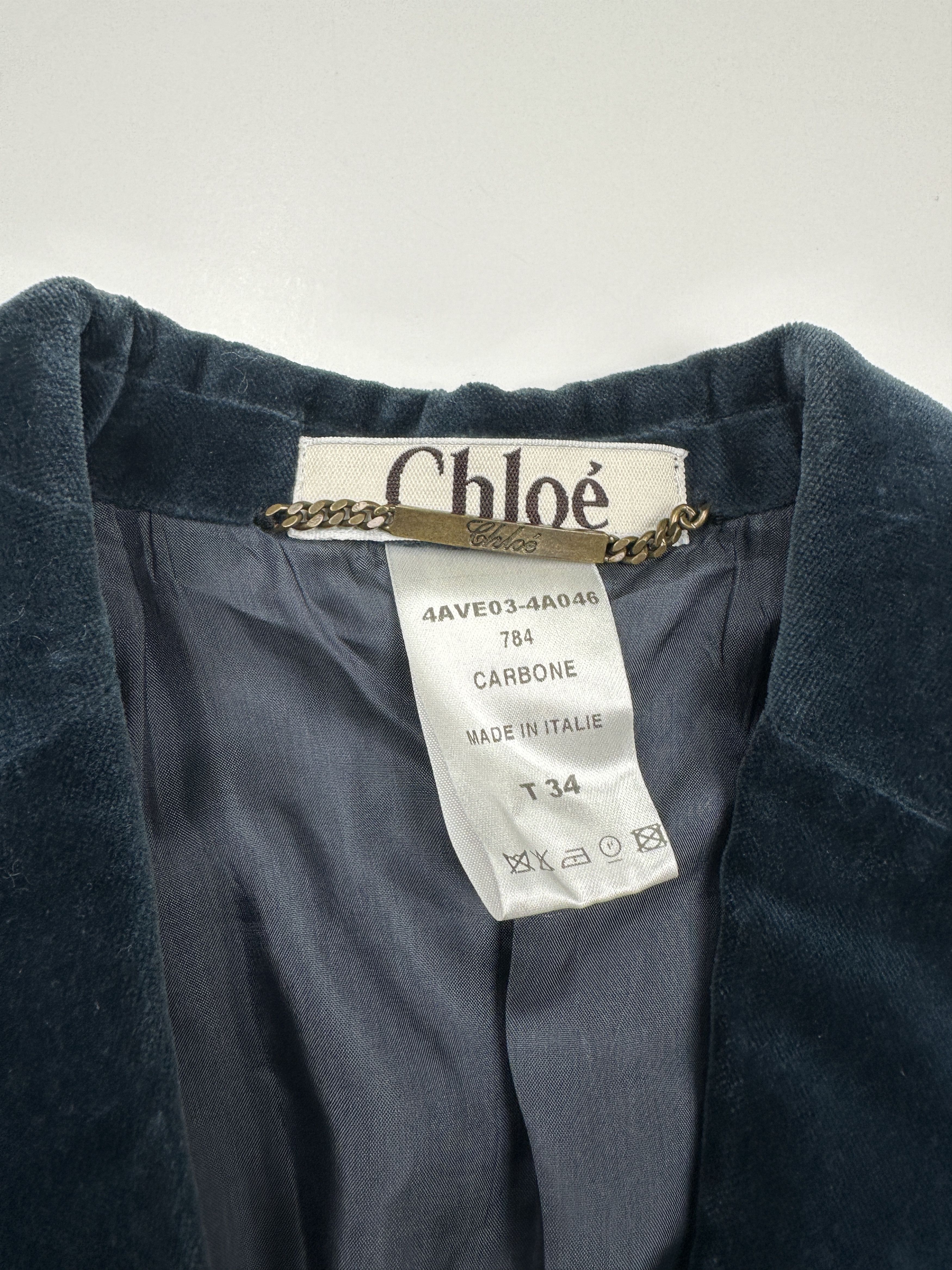 Chloe Chloe Midnight Blue Velvet Single Breasted Jacket Size XS / US 0-2 / IT 36-38 - 6 Thumbnail