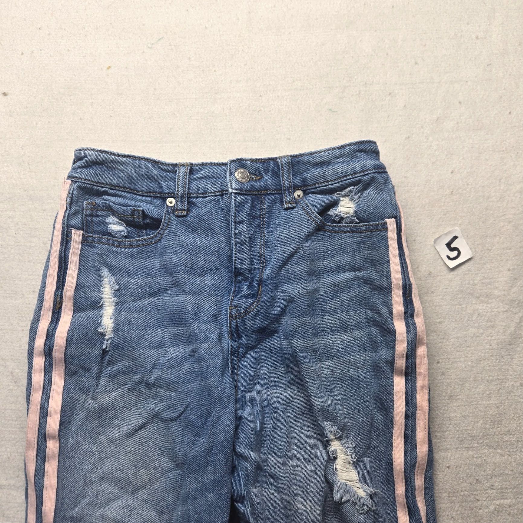 Vintage Wild Fable Jeans Women Dress? No, it's Wild Fable Blue Jeans Pink Stripes Destroyed Denim Pants Adult Women's Size 0 Size 25" / US 0 / IT 36 - 2 Thumbnail