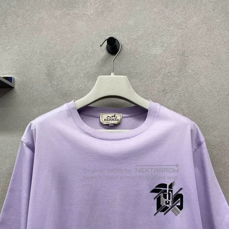 Hermes Hermes Purple embroidered short-sleeved shirt Size M / US 6-8 / IT 42-44 - 4 Thumbnail