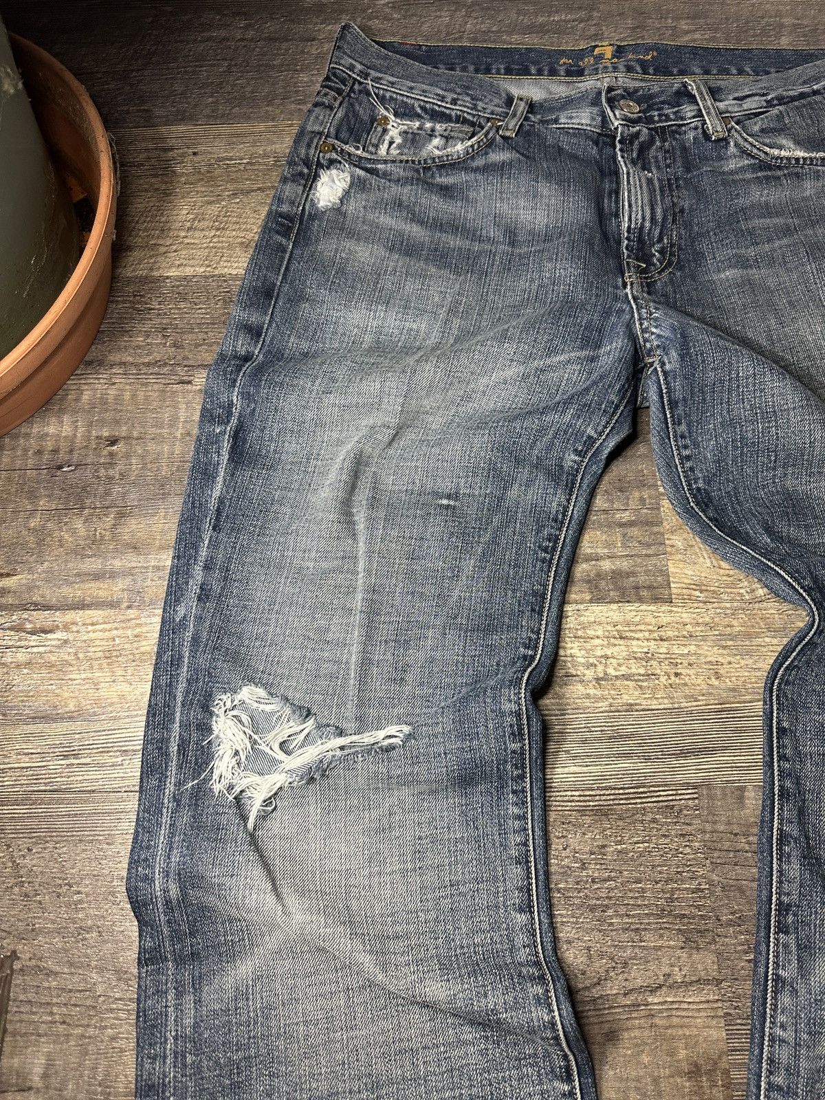 Other Vintage y2k Distressed Jeans - Raw Hem & Ripped Accents Size US 32 / EU 48 - 6 Thumbnail