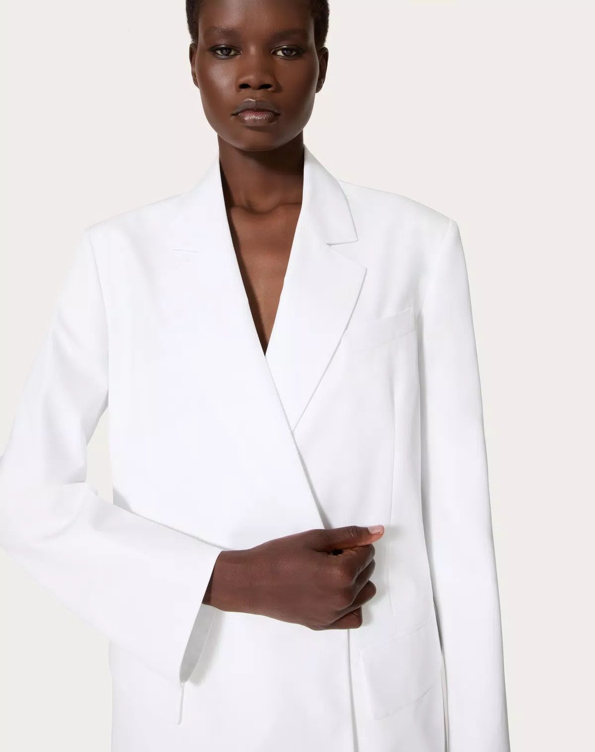 Valentino o1s1wg110625 Compact Popeline Blazer in White Size M / US 6-8 / IT 42-44 - 6 Thumbnail
