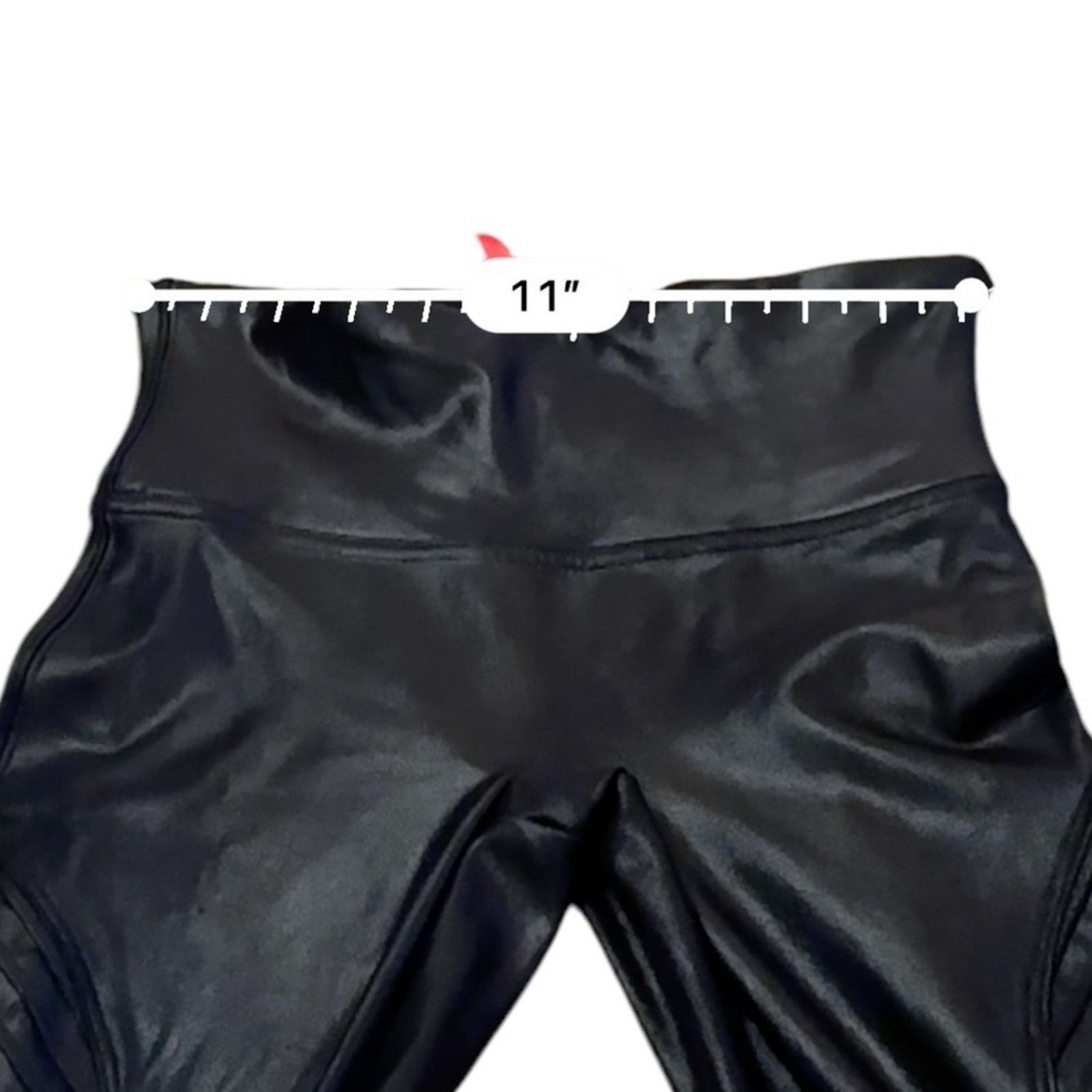 Spanx Spanx Black Faux Leather Moto Mid Rise Shaping Leggings Sz S Size 22" - 11 Thumbnail