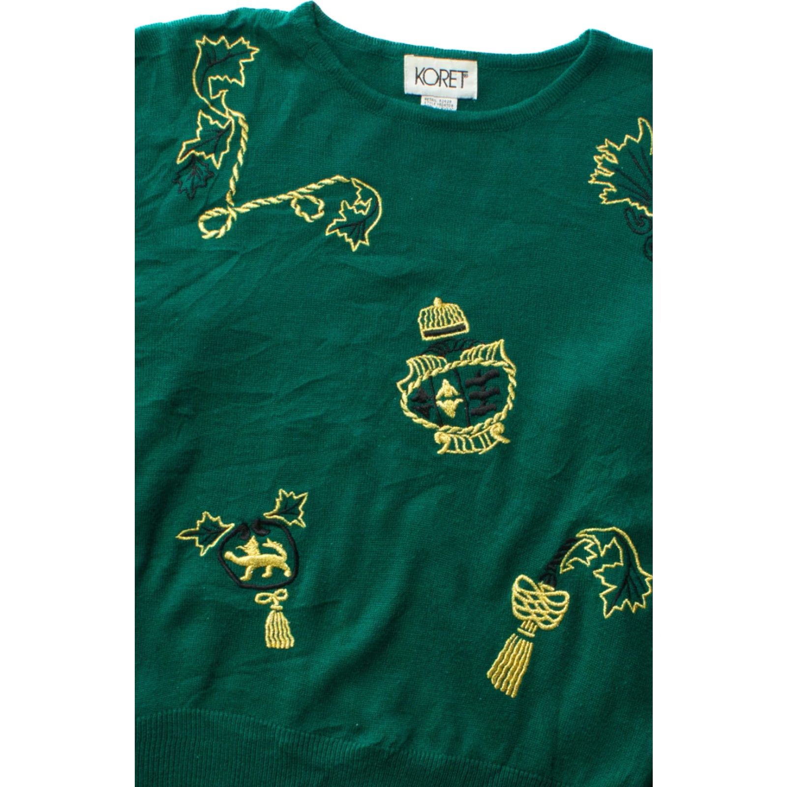 Vintage VINTAGE Koret Sweater Shirt Green Medium 1990s Acrylic Wool Embroidered Womens Size M / US 6-8 / IT 42-44 - 2 Thumbnail