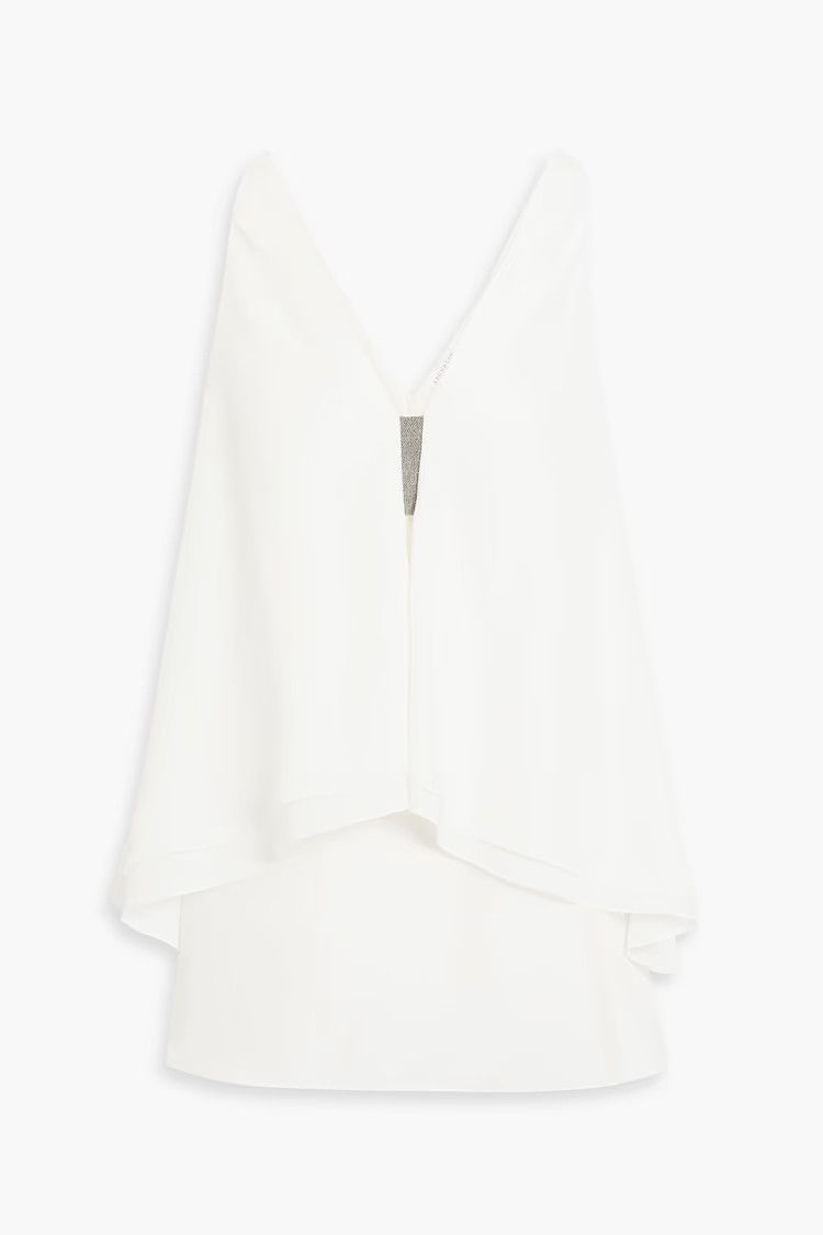 Brunello Cucinelli o1y0825 Silk Top in White Size XXS / US 00 / IT 34 - 1 Thumbnail