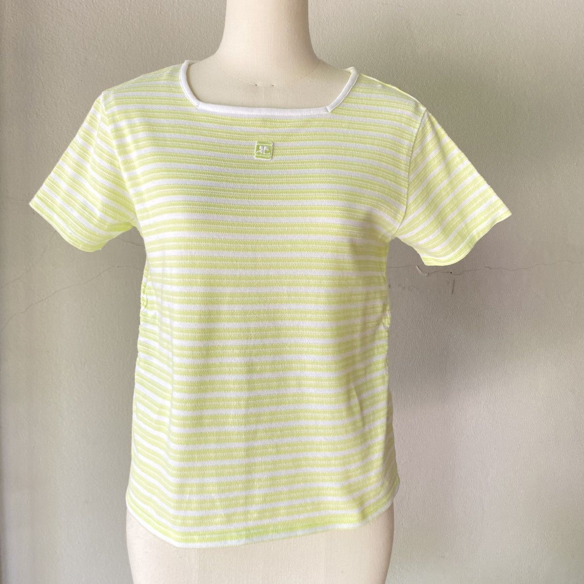 Courreges Courreges Lime Green Striped Short Sleeve Tee Size XS / US 0-2 / IT 36-38 - 13 Thumbnail