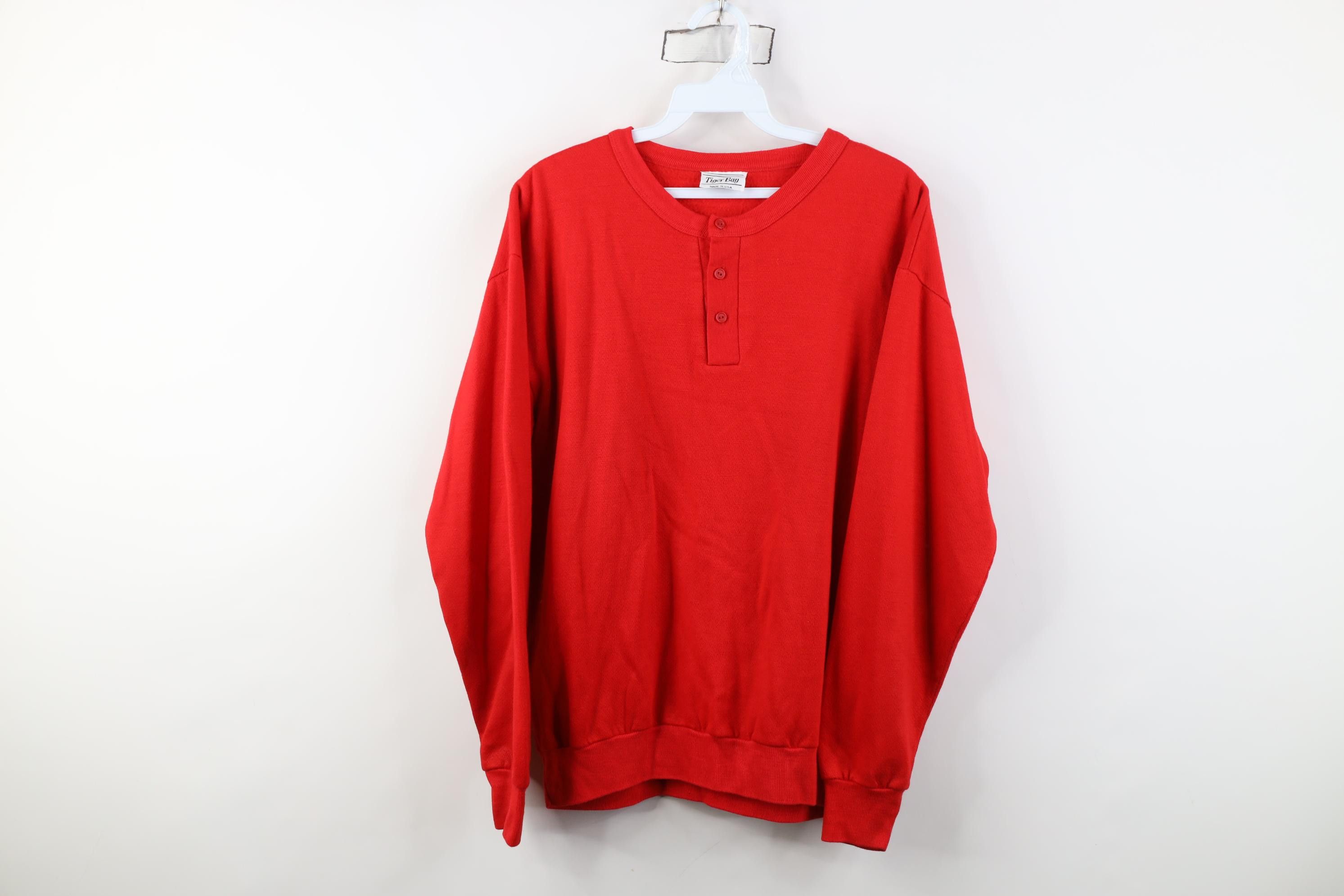 Vintage Vintage 80s 90s Streetwear Faded Henley Sweatshirt Red USA Size US S / EU 44-46 / 1 - 1 Thumbnail