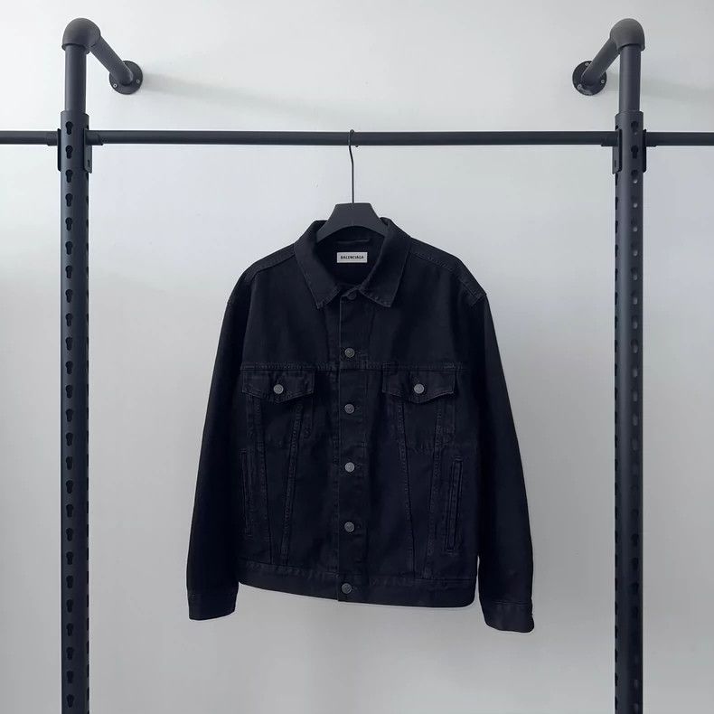 Black Washed Denim Jacket by Balenciaga