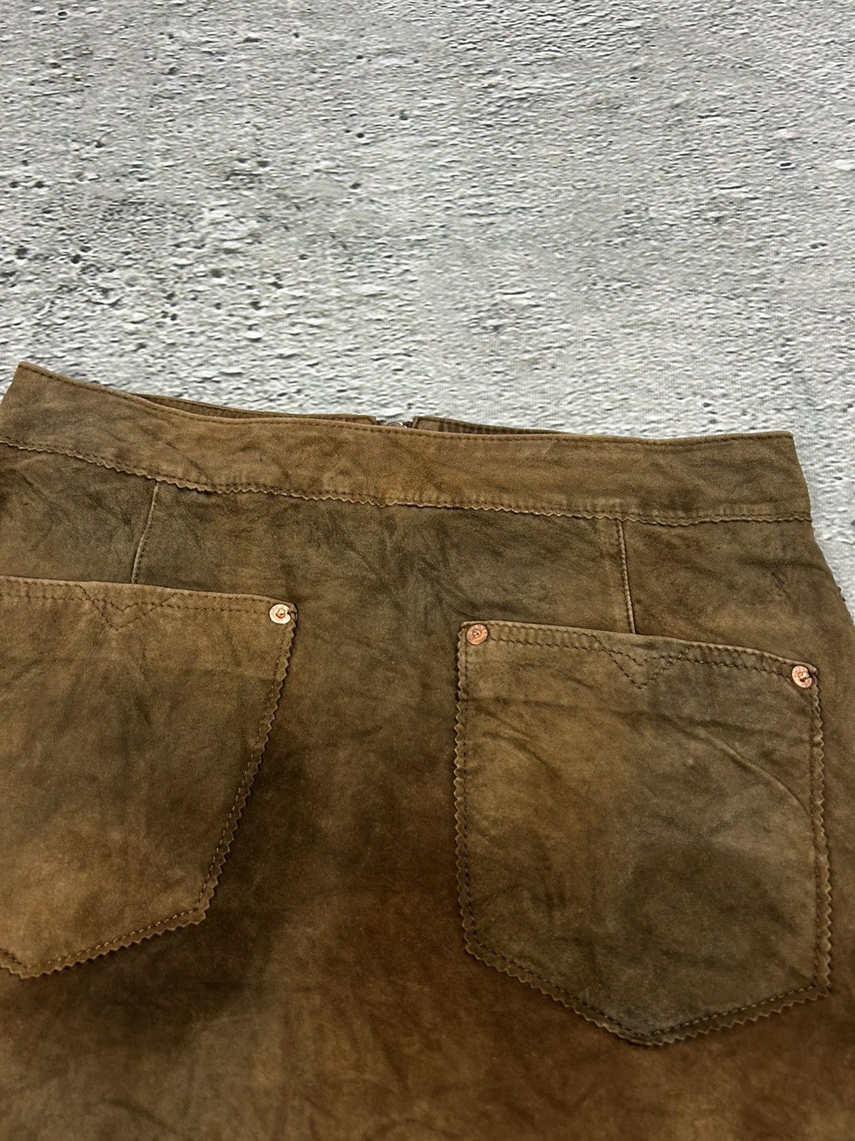 Diesel Diesel leather mini skirt goatskin brown Y2K avantgarde Size 28" / US 6 / IT 42 - 3 Thumbnail