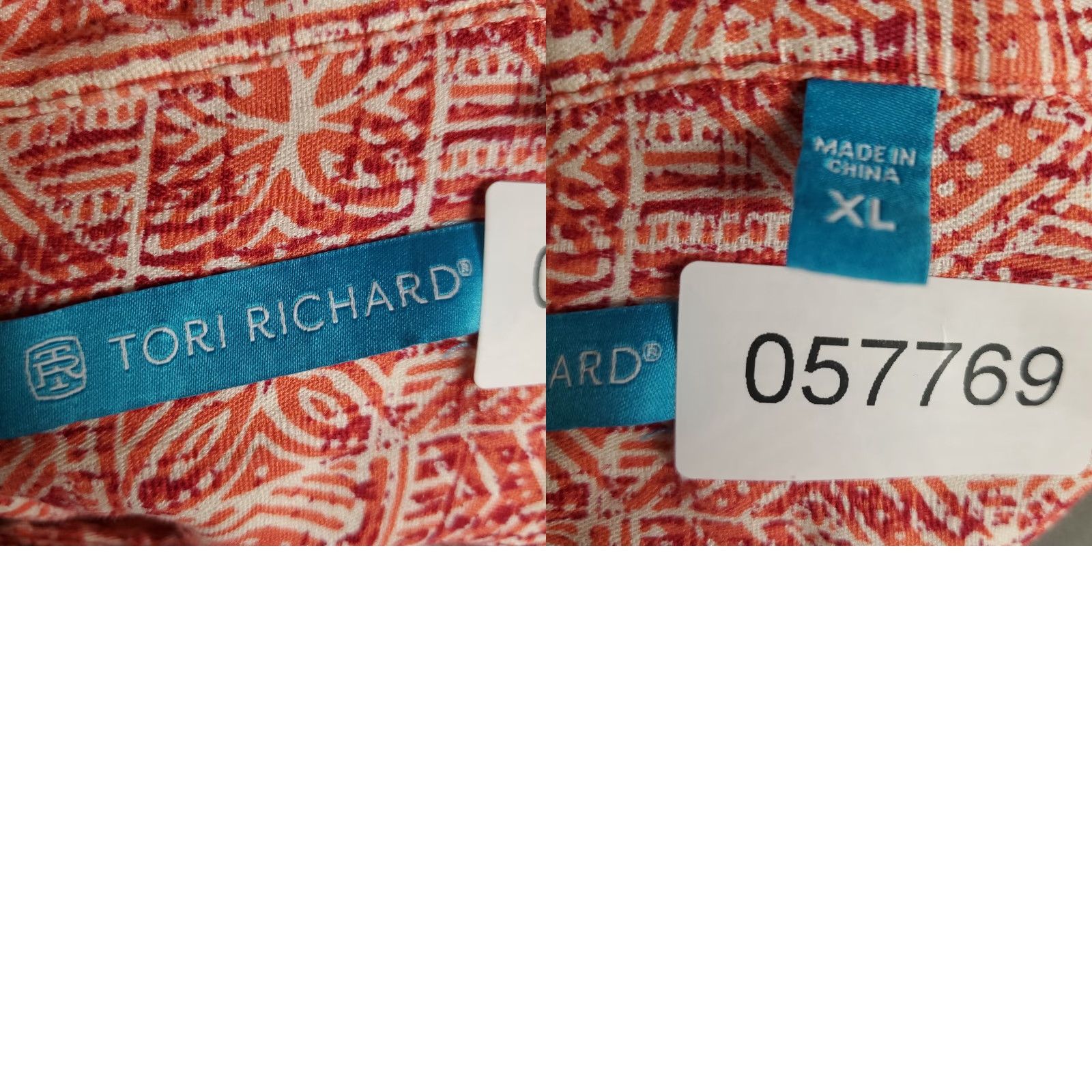 VINTAGE Tori Richard Shirt Mens XL Red Geometric Hawaiian Short Sleeve Button Up