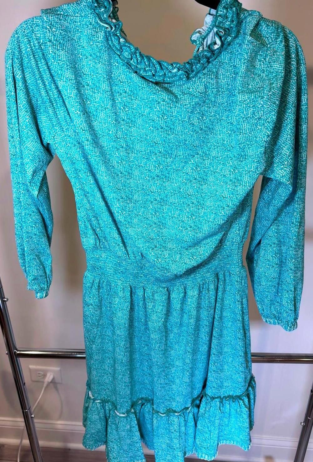 Designer Stunning Cabana Life Teal Dress with Ruffle Hem, L Size L / US 10 / IT 46 - 2 Thumbnail