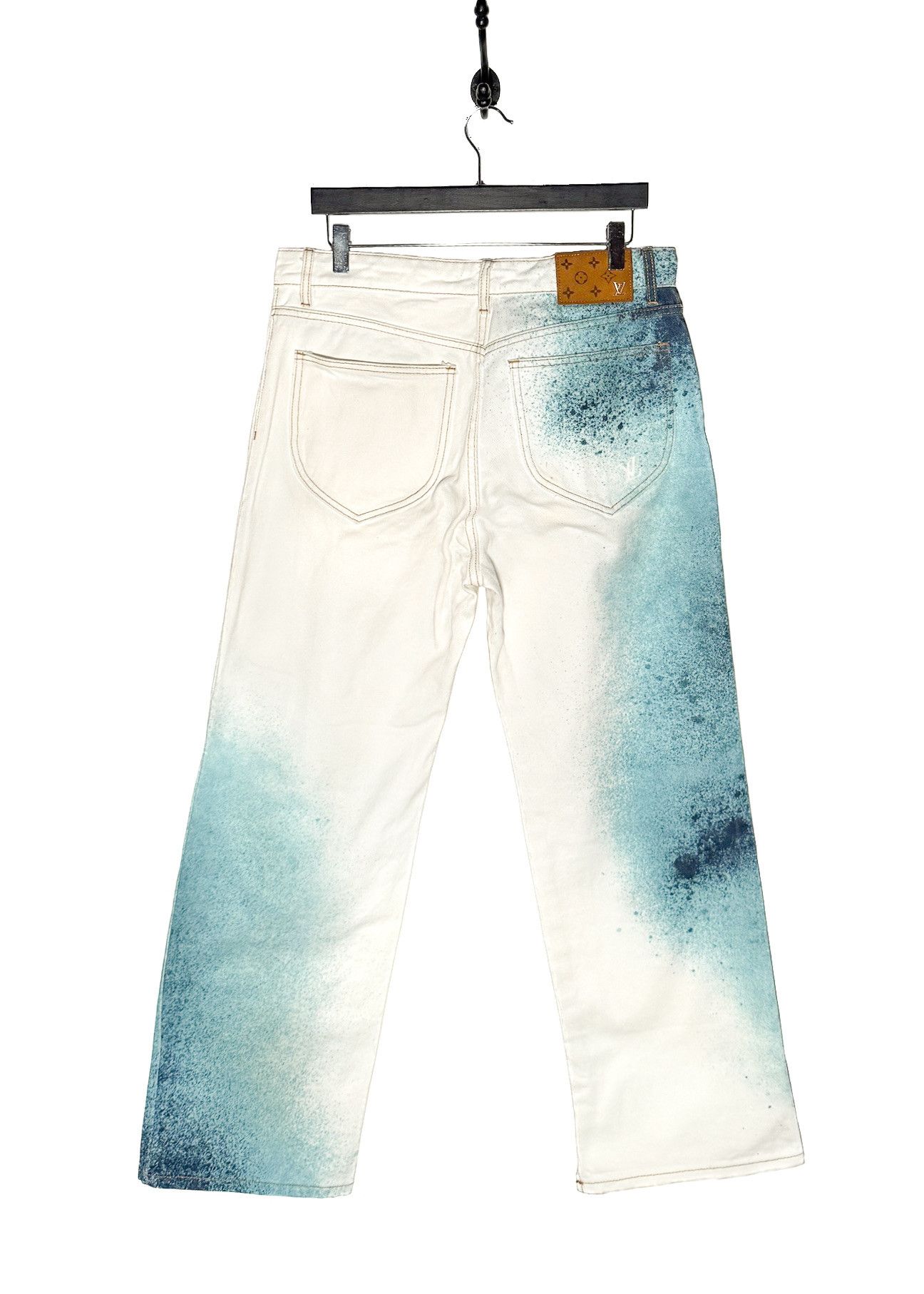 Louis Vuitton Louis Vuitton SS23 Turquoise Spray LV White Denim Jeans Size US 34 / EU 50 - 3 Thumbnail