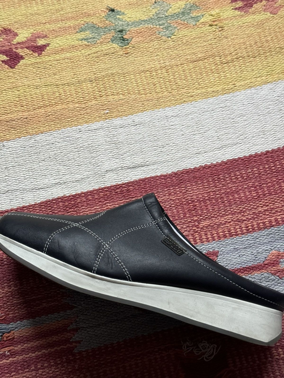 Esprit Vintage 00’s Esprit y2k Navy Genuine Leather Sandals Mule Size US 7 / IT 37 - 7 Thumbnail