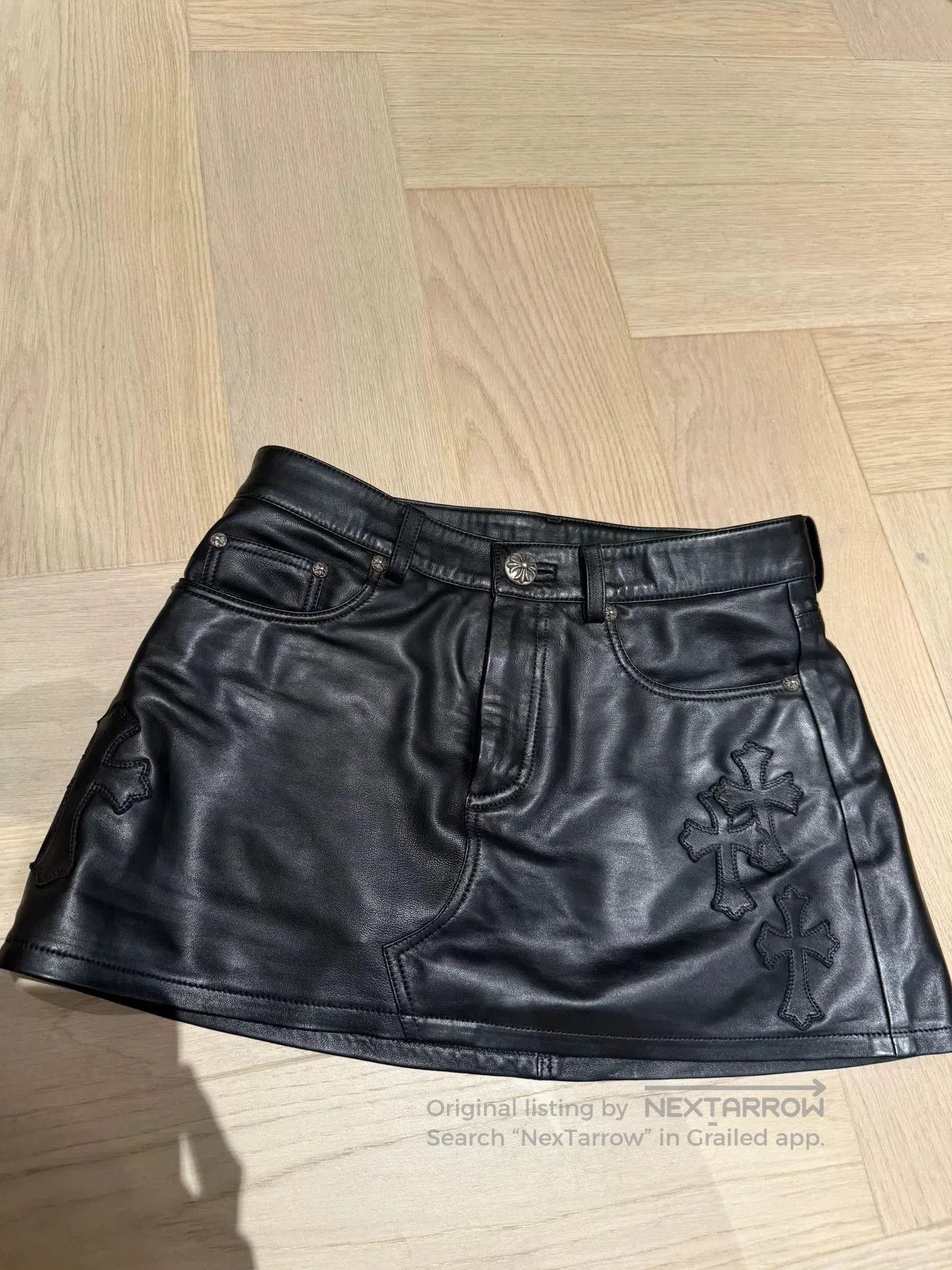 Chrome Hearts Chrome Hearts Lambskin Leather Mini Skirt. Size 26" / US 2 / IT 38 - 1 Thumbnail