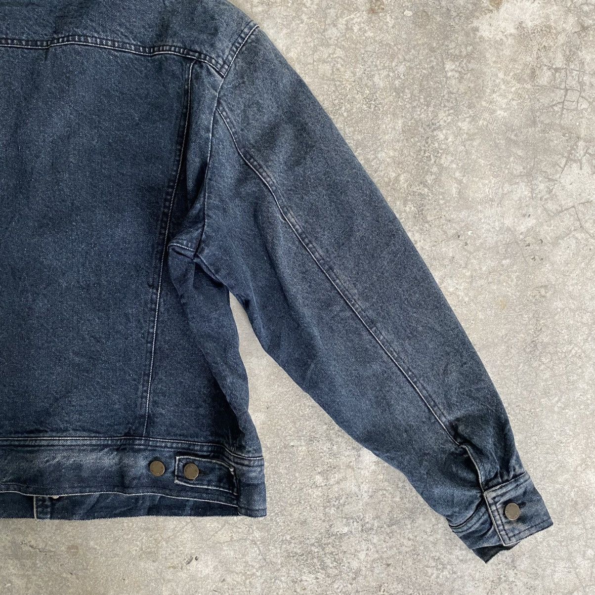 Marithe + Francois Girbaud 1980’s Vintage MFG Faded Black Lined Trucker Denim Jacket Size US M / EU 48-50 / 2 - 14 Thumbnail