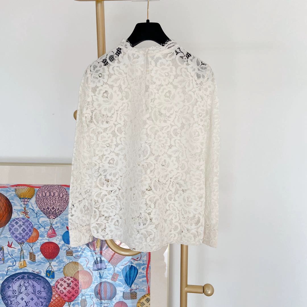 Saint Laurent Paris Saint Laurent White Lace Top F36 Size XS / US 0-2 / IT 36-38 - 2 Thumbnail