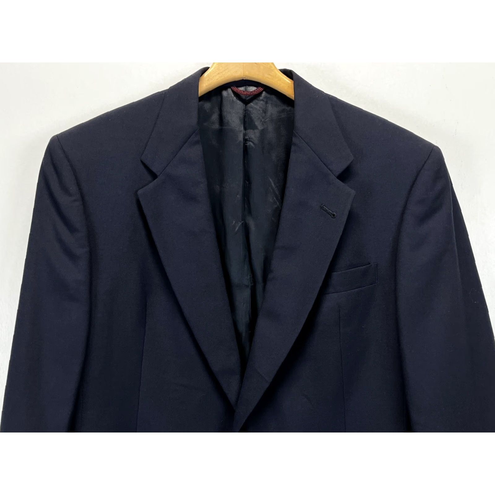 Hart Schaffner Marx VINTAGE Hart Schaffner Marx Blazer Mens 41L Navy Wool USA Gold Button Single-Breasted 2-Button Front Union Middle Size 42R - 3 Thumbnail