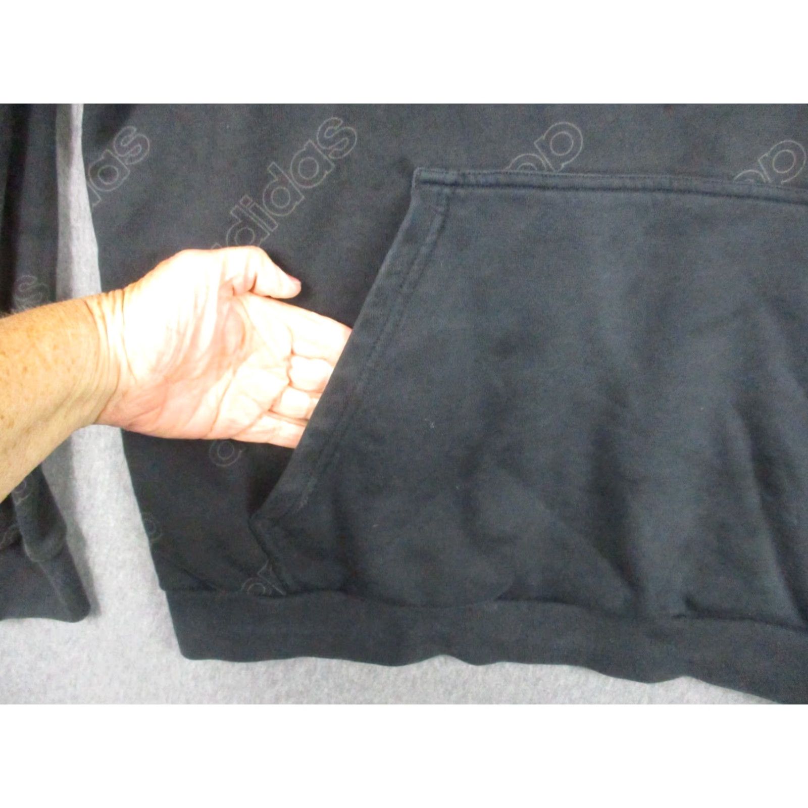 Adidas Adidas Hoodie Adult XL Black Logo All Over Print Pullover Hooded, Pockets, Regular Fit, Men Size US XL / EU 56 / 4 - 3 Thumbnail