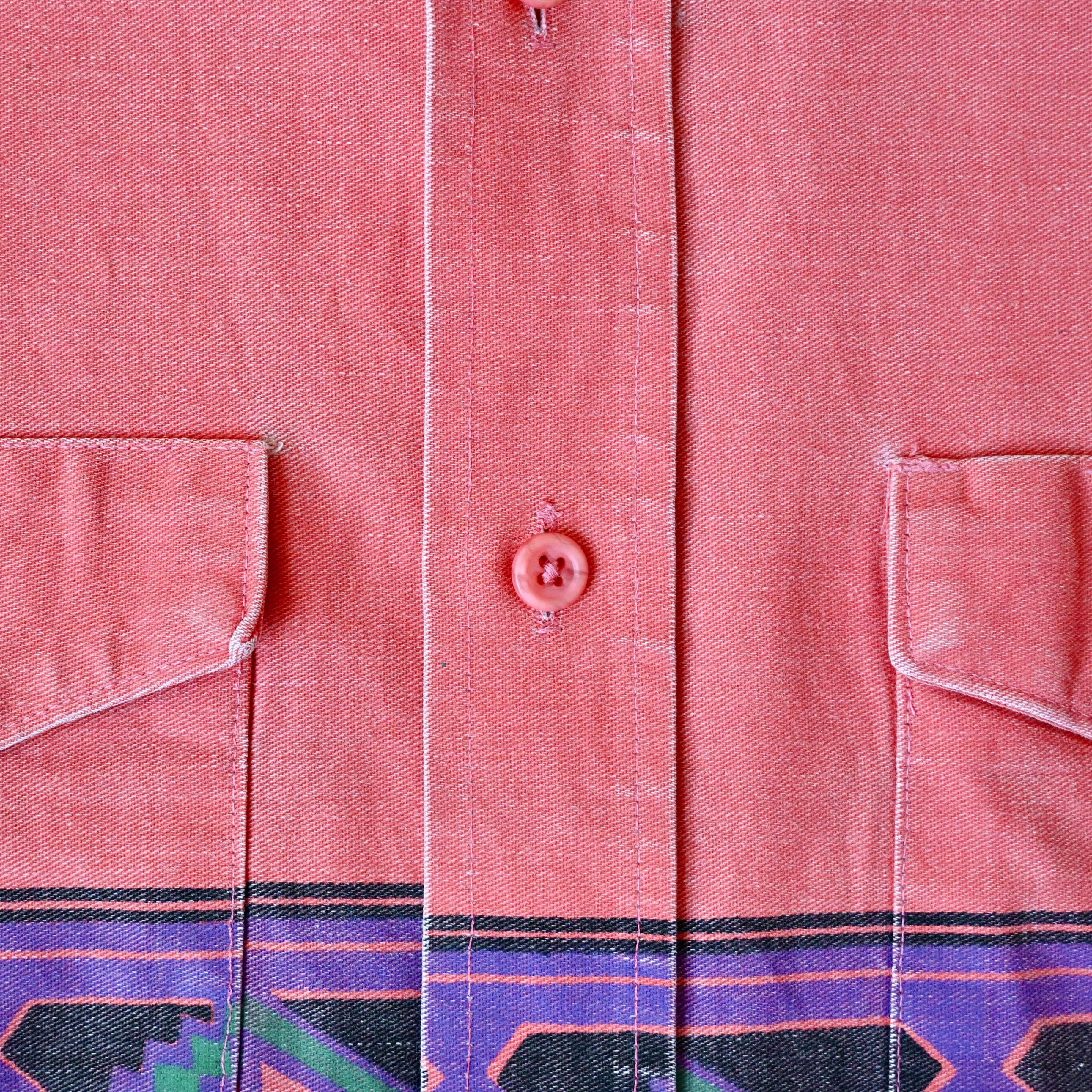 Vintage VTG Wrangler Brushpopper shirt Aztec Navajo peach pink 17.5 Size US XL / EU 56 / 4 - 6 Thumbnail