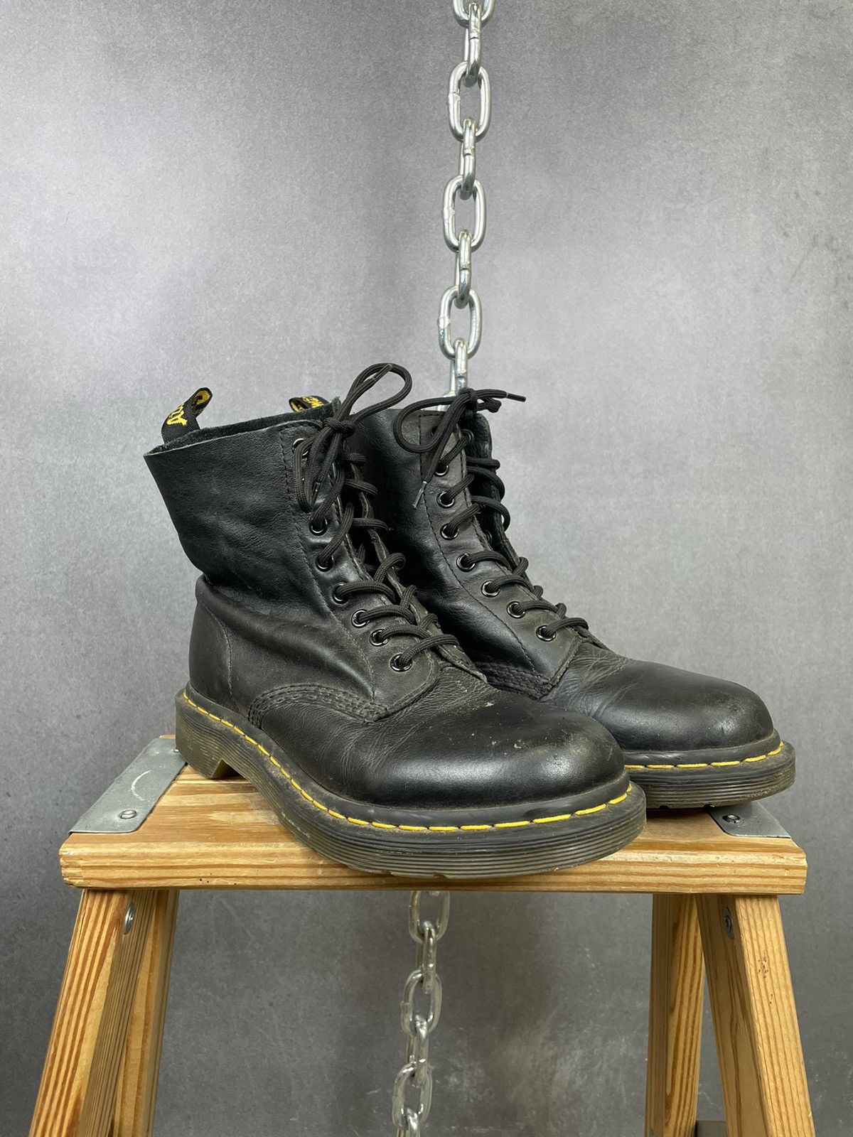 Dr. Martens VTG AW004 Dr Martens Black Leather Combat Boots UK 6 US 8 Grailed