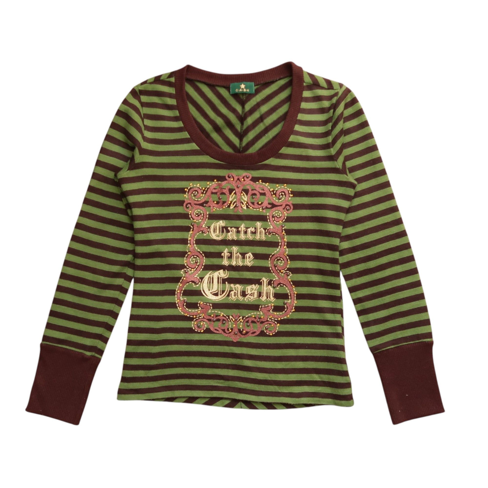 Pre-owned Hysteric Glamour Japanese Cash Punk Poem Stripe Sweatshirt Knit Hysteric In Gold