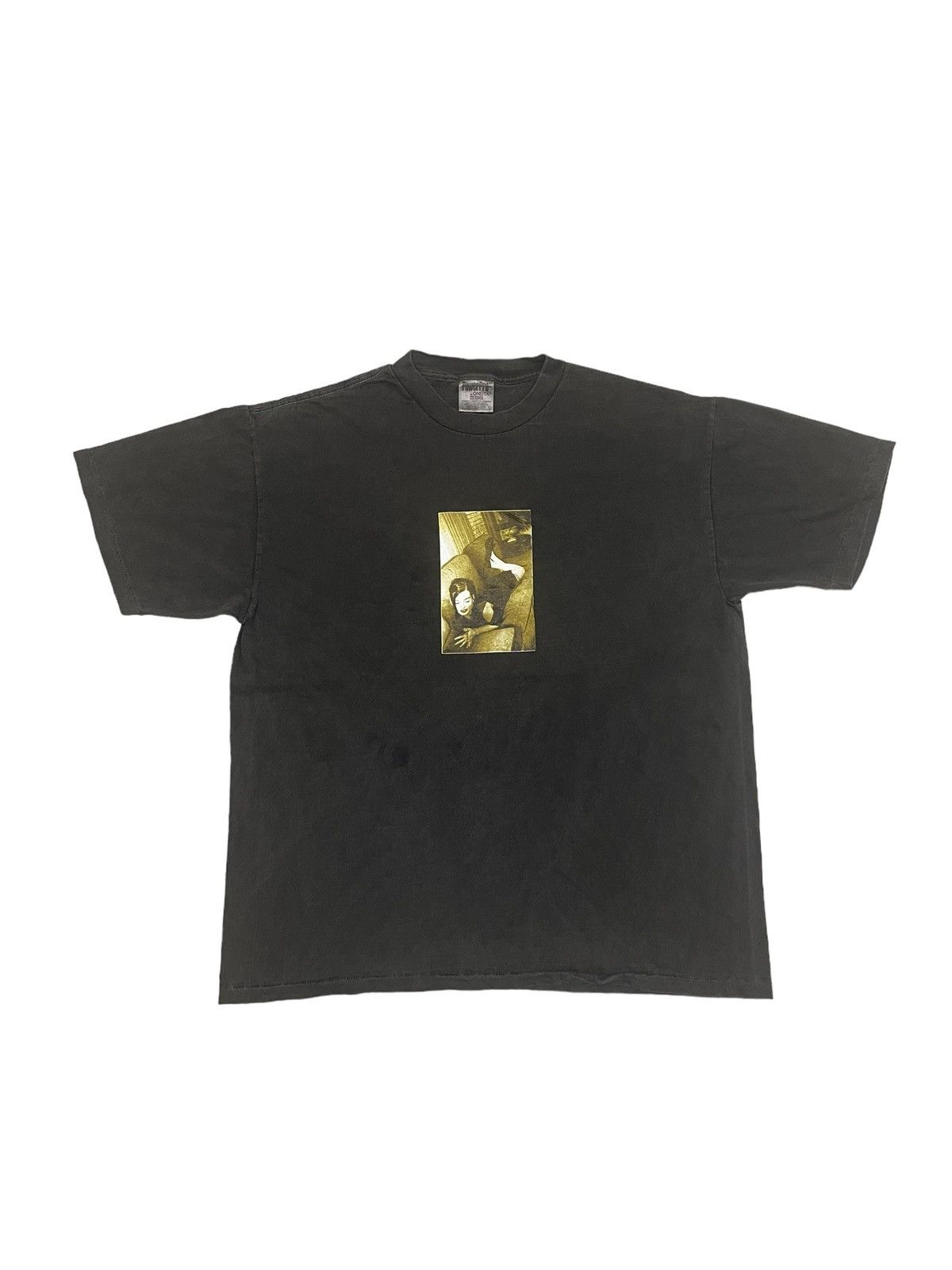 image of Pop Magazine x Vintage 90's Photo Tees Unknown Model Girl T-Shirt in Black, Men's (Size XL)