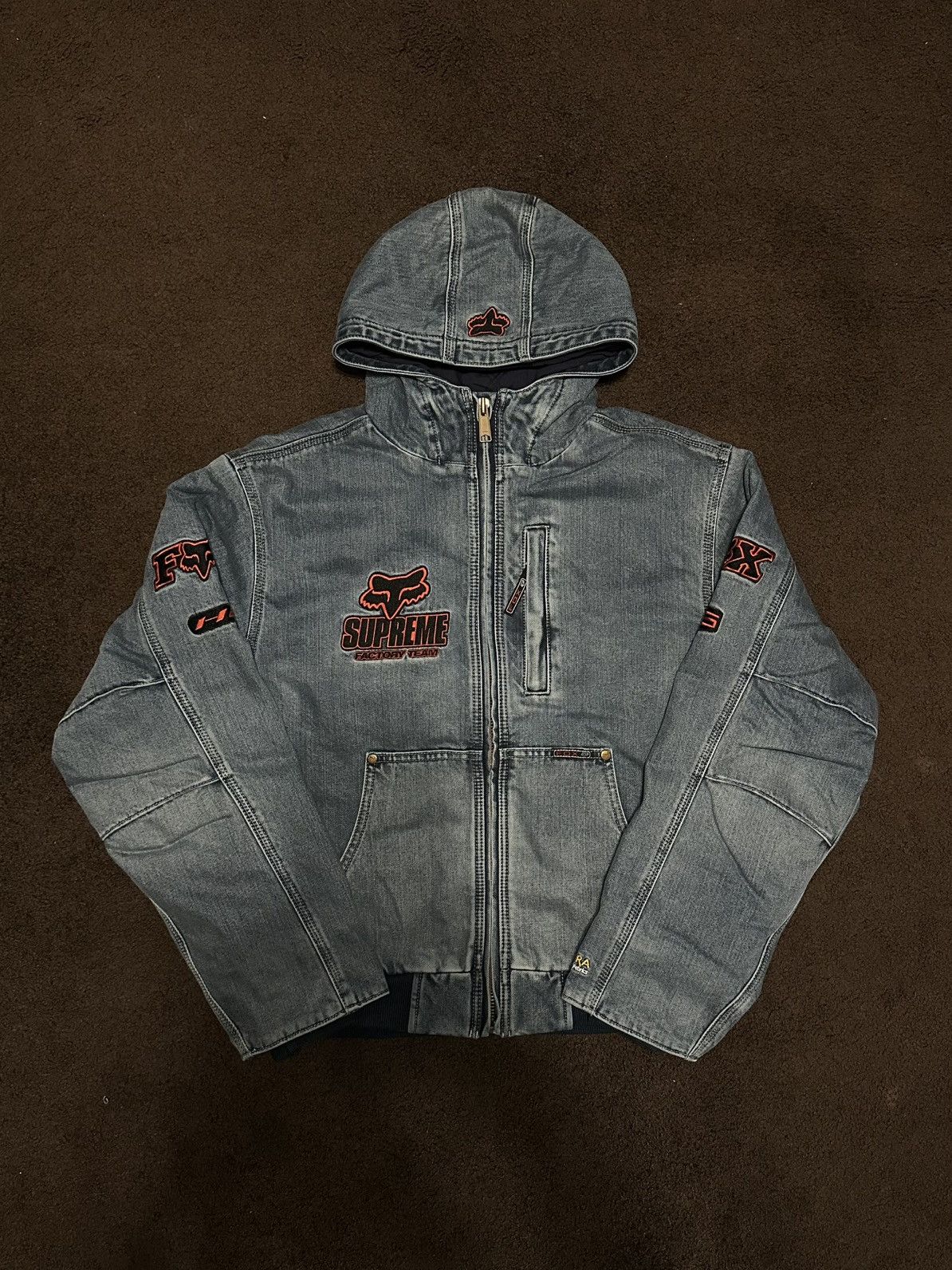Fox Racing × Supreme Supreme Fox Racing Hooded Work Jacket Denim (Size Small) Size US S / EU 44-46 / 1 - 1 Thumbnail