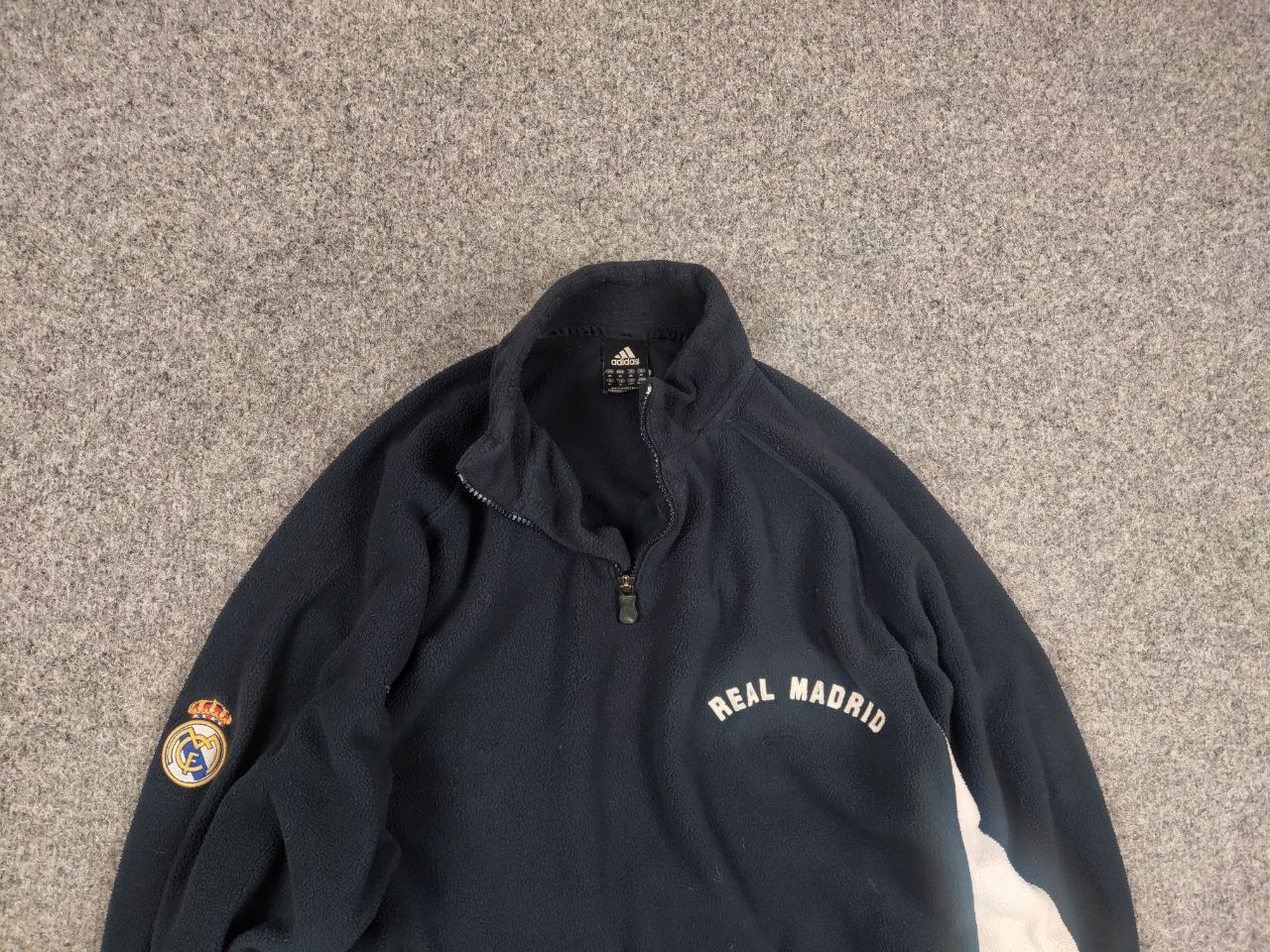 Adidas Vintage Adidas x Real Madrid Logo Zip Fleece Pullover Size US XL / EU 56 / 4 - 4 Thumbnail