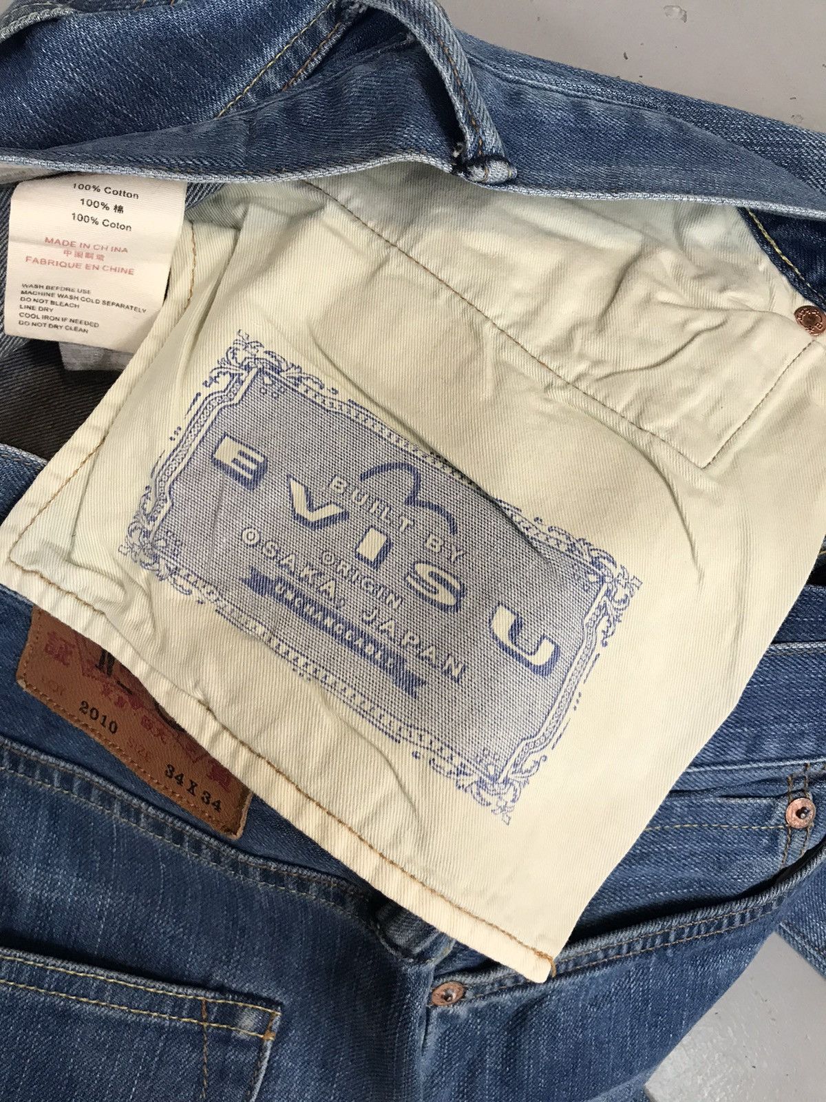 Japanese Brand × Vintage Vintage Evisu salvage seagull embroidered denim Size US 36 / EU 52 - 8 Thumbnail