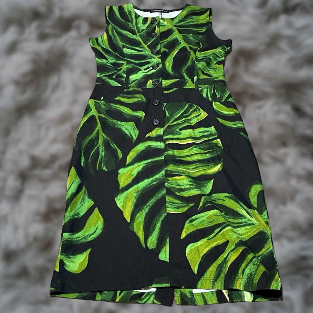 Samantha Sung Pencil Dress Womens 8 Sleeveless Floral Fern Print Square  Neck Knee Length Multicolor - threedaughtersproperties.com