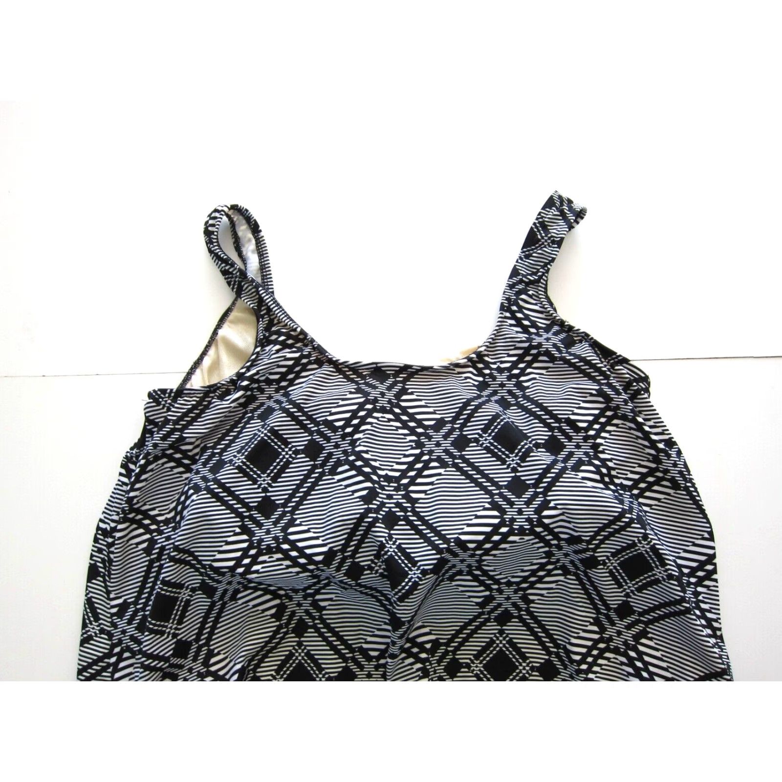 Vintage Le Cove Black White Plaid Padded Built In Bra Tankini Swim Top Woman 18 Size XXL / US 16-18 / IT 52-54 - 5 Thumbnail