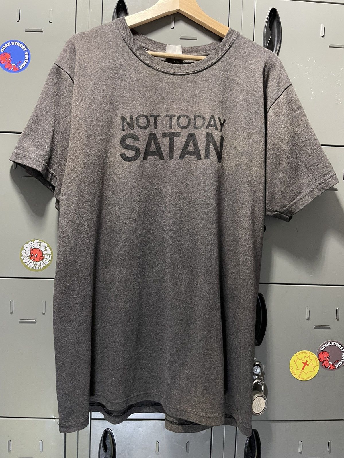 90s blank screen print text goth emo art not today Satan