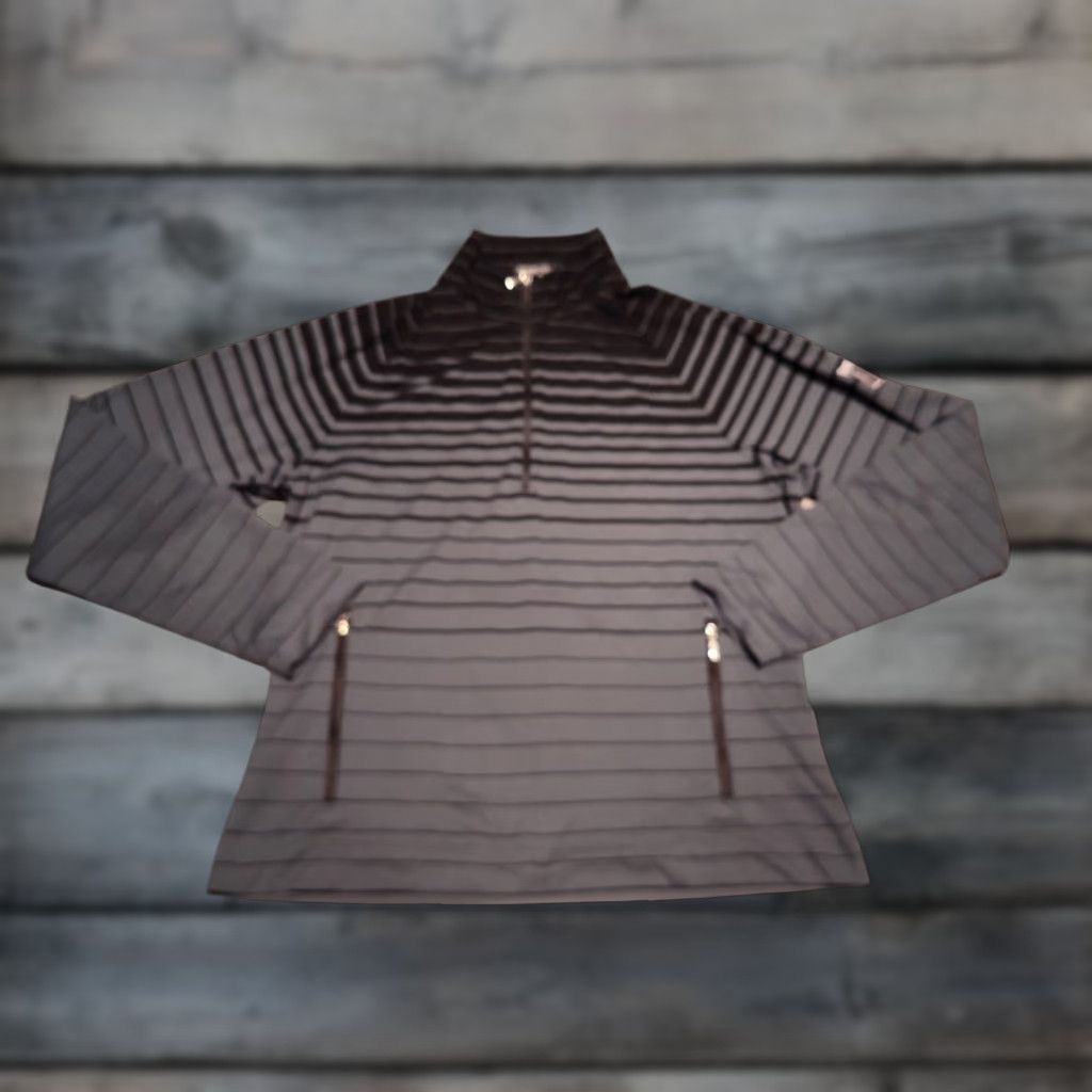 Nike Nike Golf Women’s L Dry-fit 1/4 Zip Pullover Long Sleeve Gray Black Striped Size L / US 10 / IT 46 - 1 Thumbnail