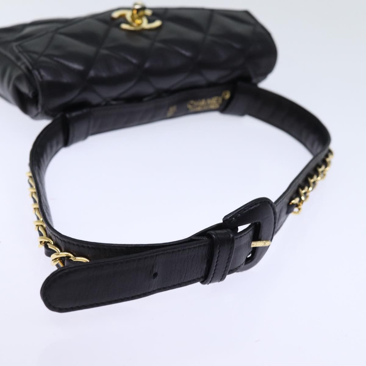 Chanel CHANEL Matelasse Turn Lock Waist Bag Leather Black CC Size ONE SIZE - 7 Thumbnail