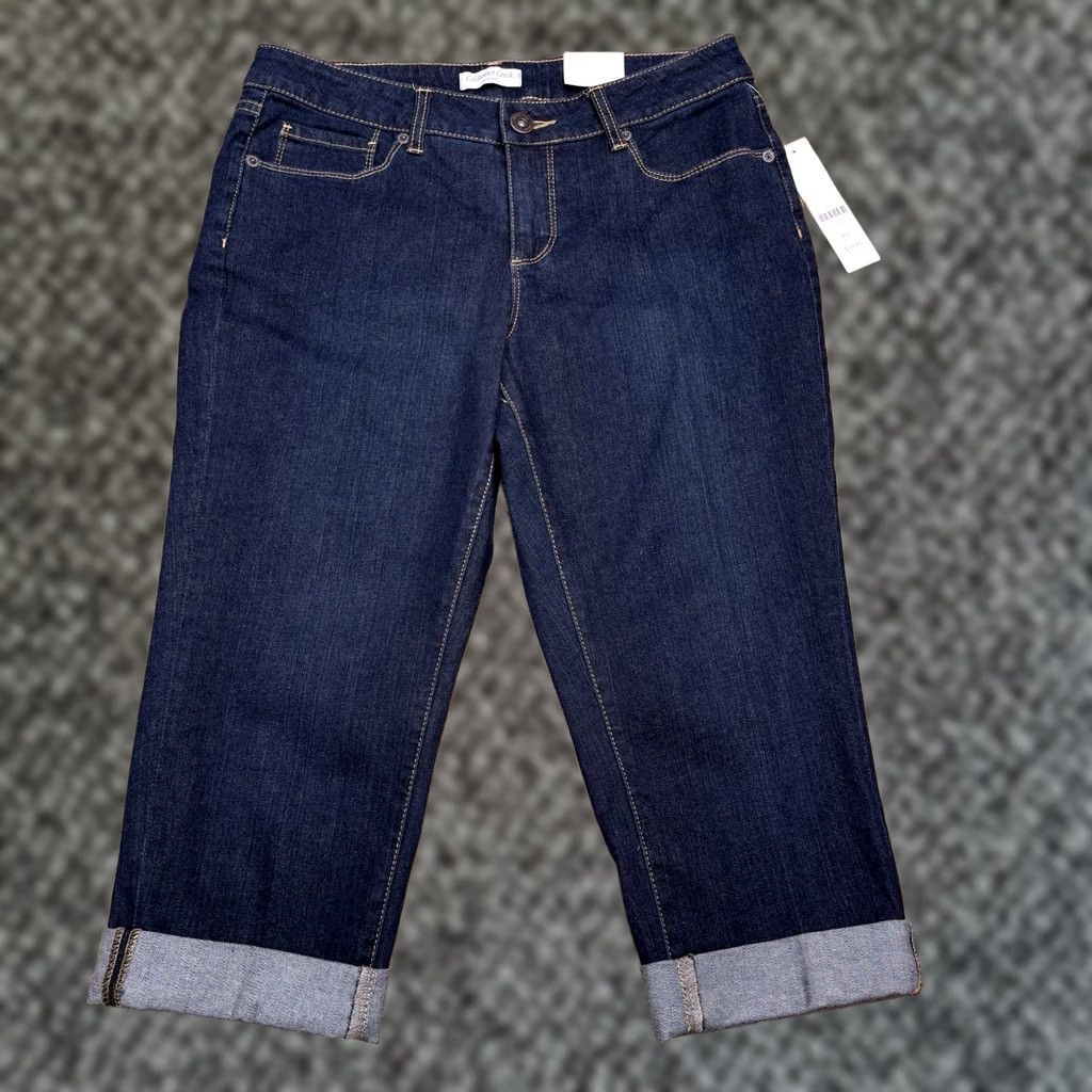 Coldwater Creek Coldwater Creek Jeans Cropped City Womens 12P Petite Mid Rise Stretch Denim Blue 5-Pocket NWT Size 34" / US 12 / IT 48 - 1 Thumbnail