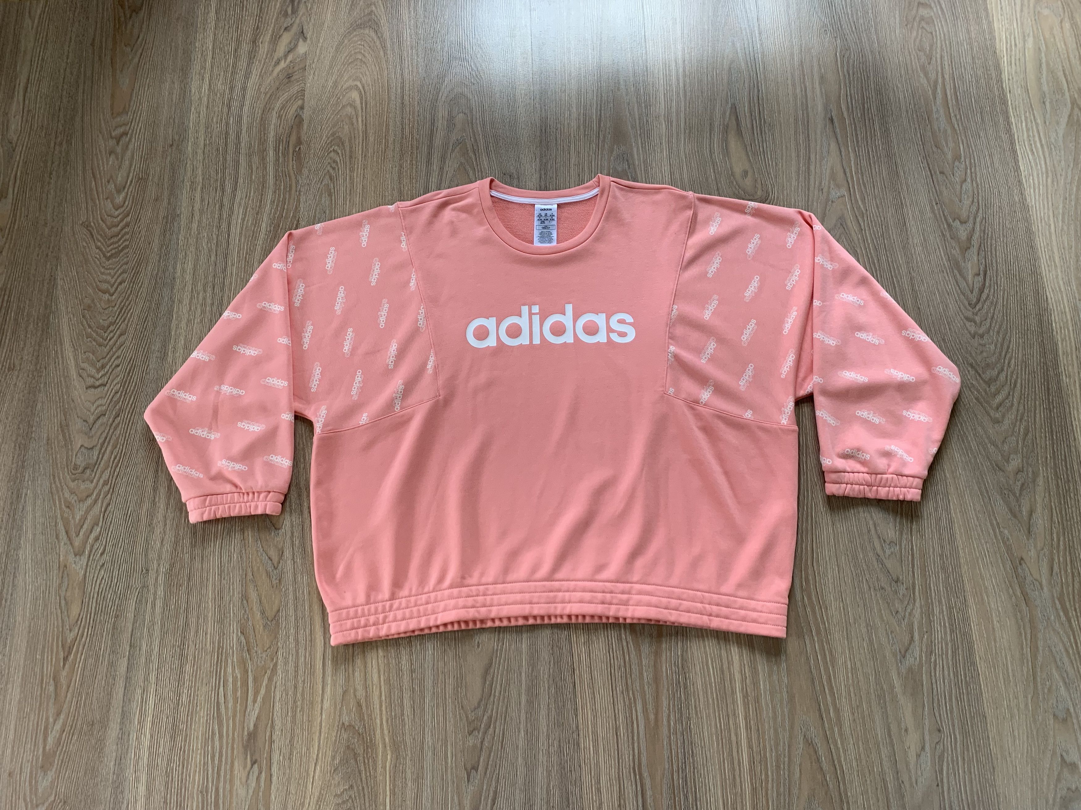 Adidas Women's Adidas Pink Big Logo Oversized Sweatshirt Size XXL / US 16-18 / IT 52-54 - 1 Thumbnail