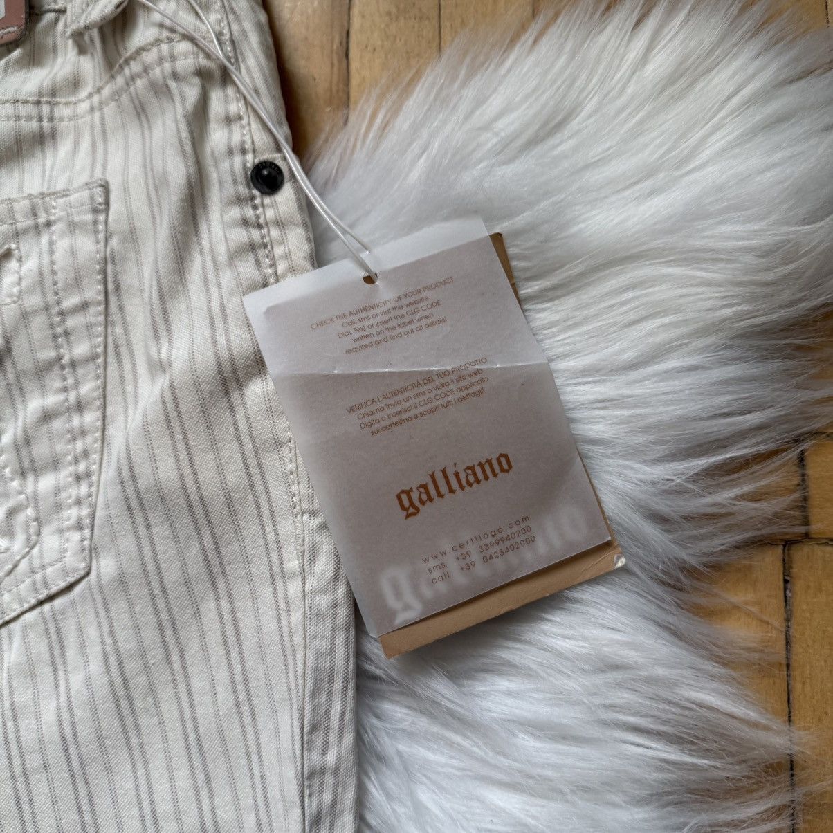 John Galliano 📌 NEW John Galliano Y2K 00s Big Logo Striped Beige Pants Size 29" - 6 Thumbnail