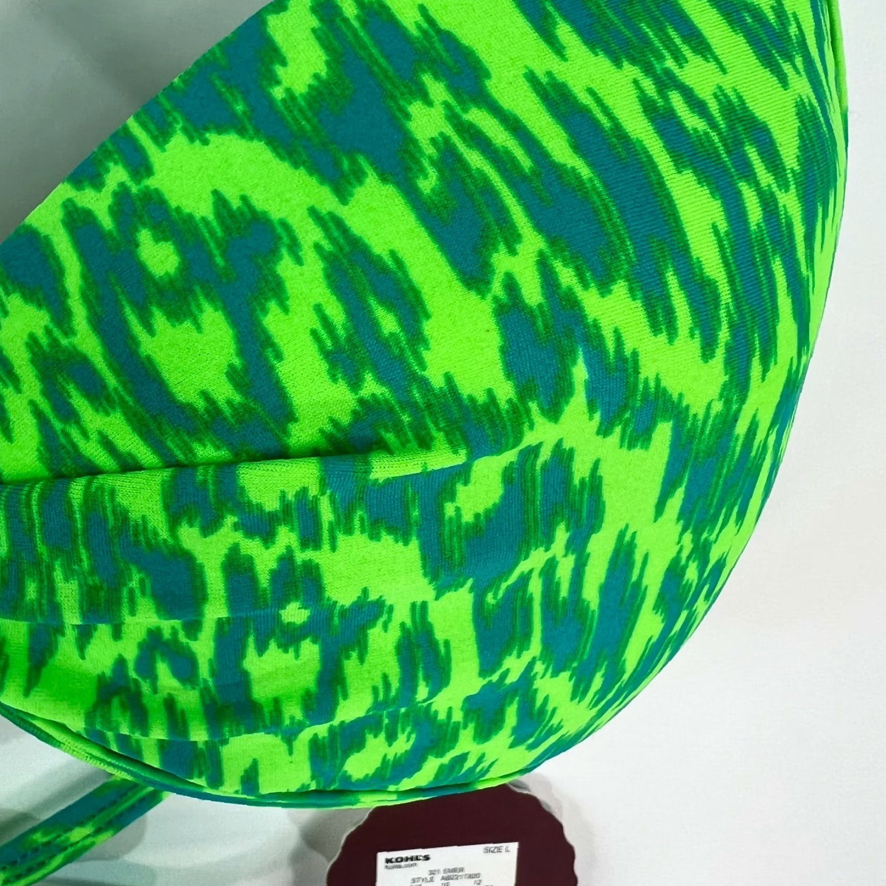 Vintage SO Bikini Top Women's Animal Print Halter Ruched Green L Large Adult Beach Strap Padded Adjustable Womens Size L / US 10 / IT 46 - 3 Thumbnail