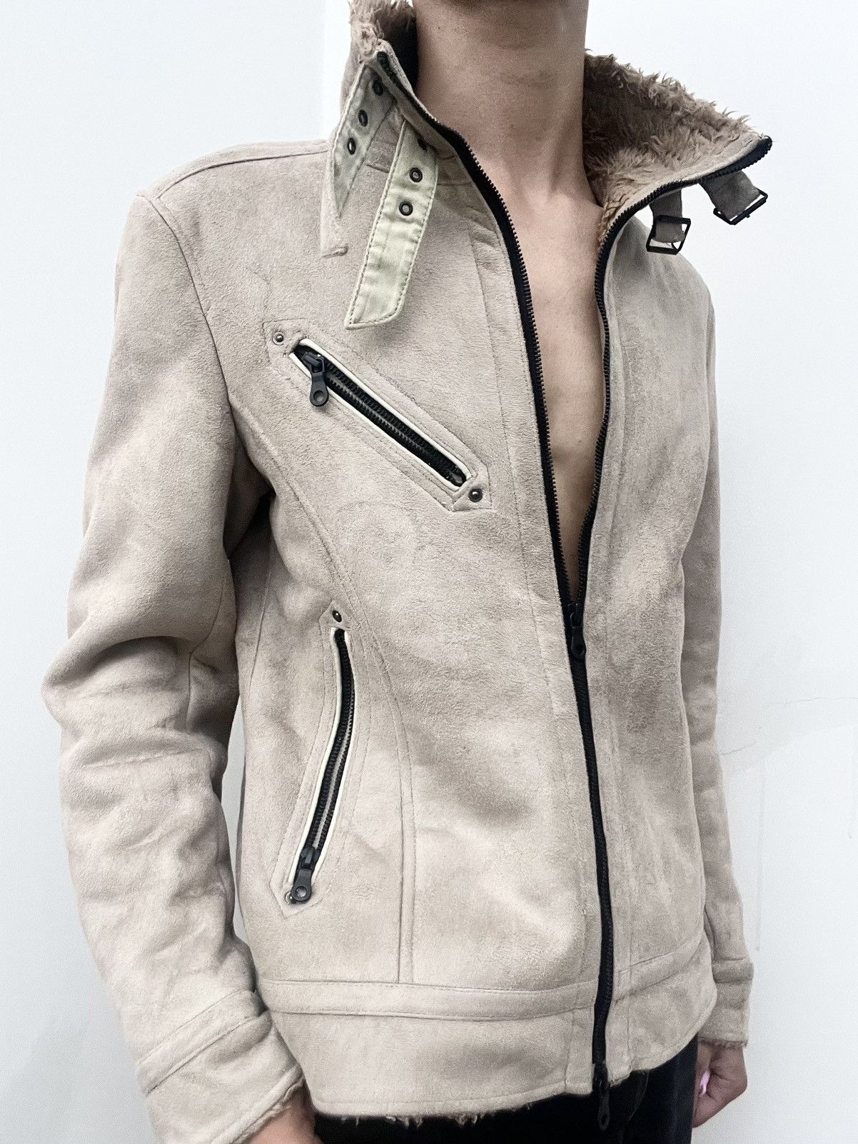 2000s Hideaways Avant-garde Fur Leather Jacket