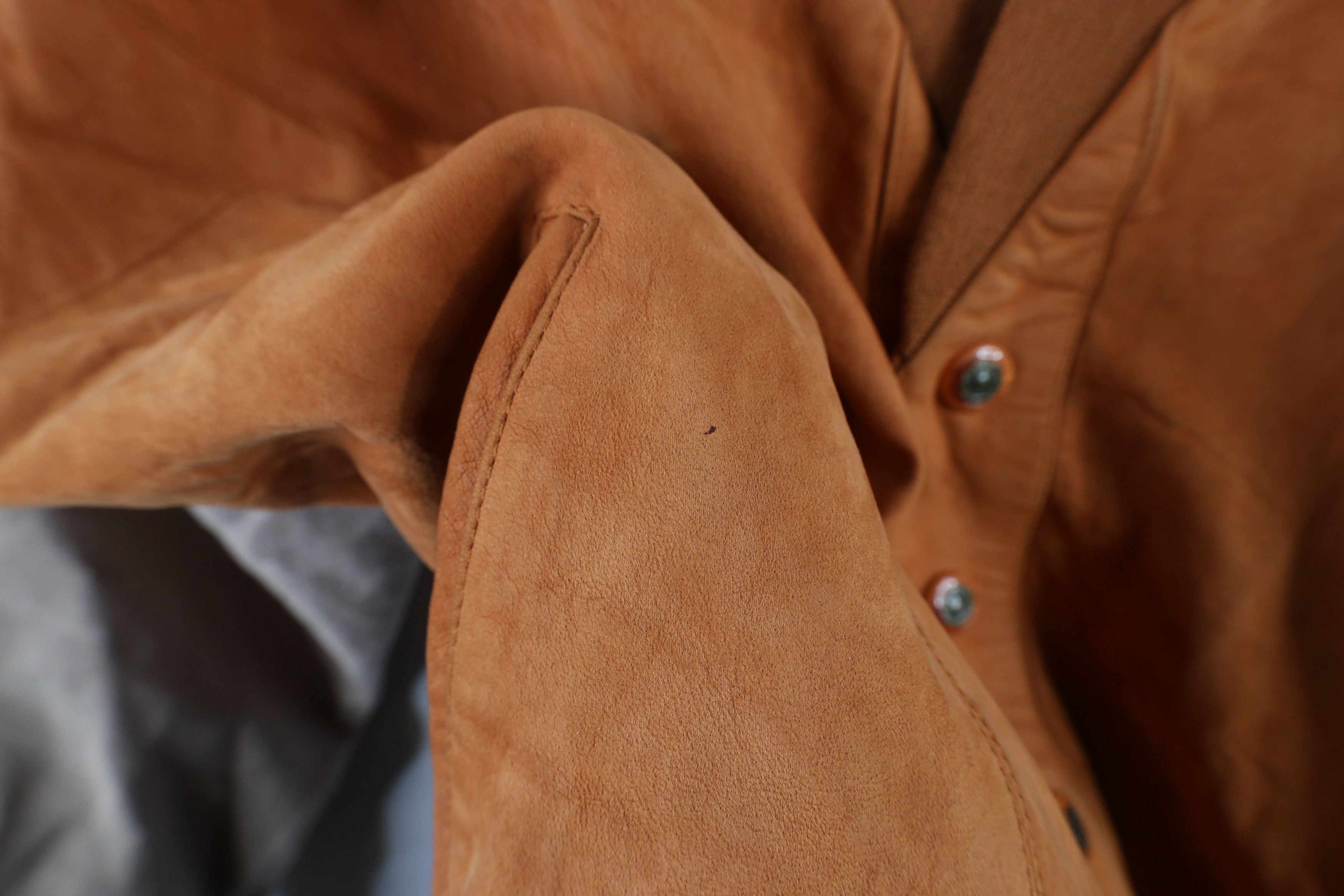 Vintage Vintage 90s Streetwear Leather Button Varsity Jacket Orange Size US XL / EU 56 / 4 - 6 Thumbnail