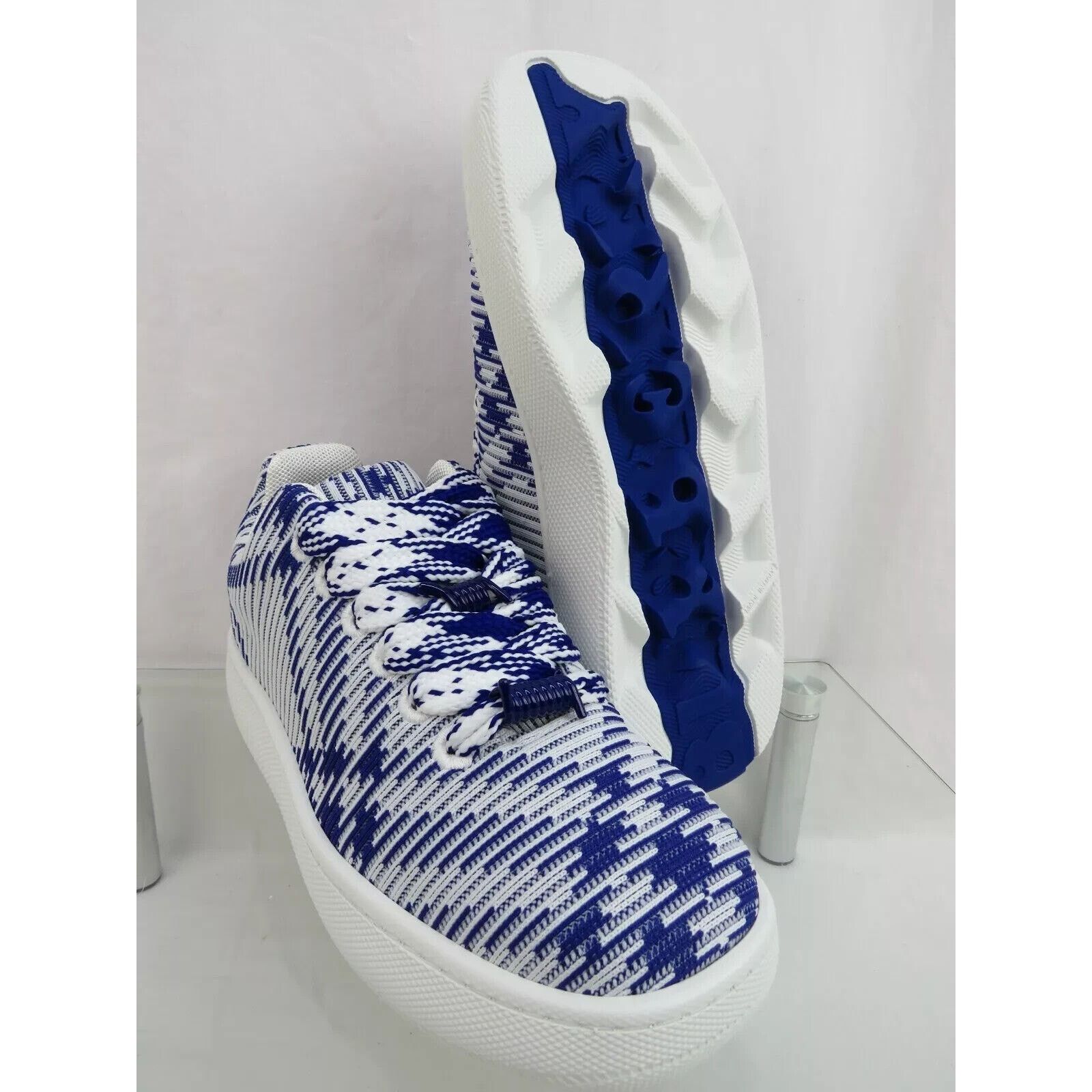 Burberry BURBERRY BOX BLUE CHECK CANVAS LOGO SNEAKERS 12.5 US 45.5 IT Size US 12.5 / EU 45-46 - 1 Thumbnail