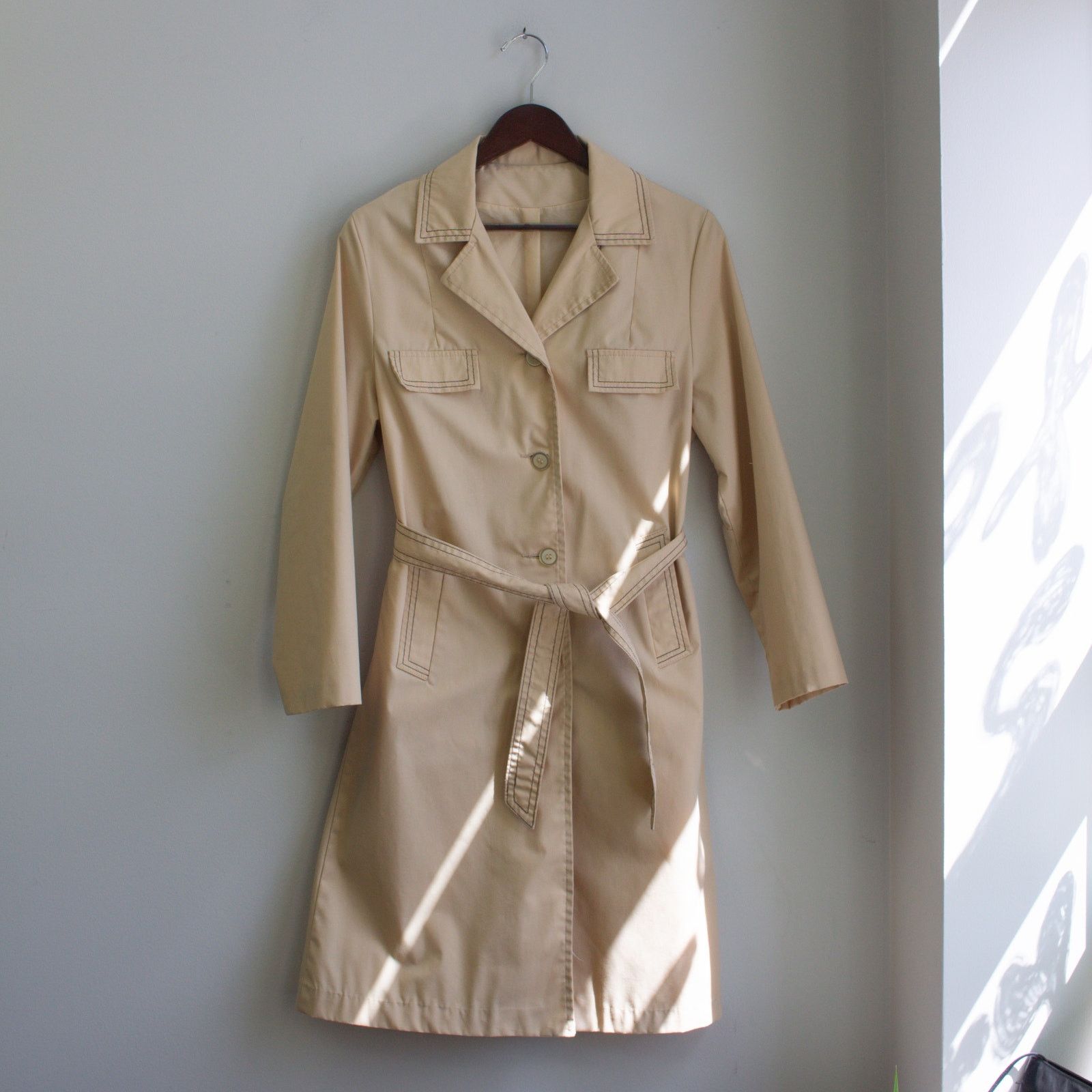 Vintage True Vintage Cream Trench Coat Size S / US 4 / IT 40 - 1 Thumbnail