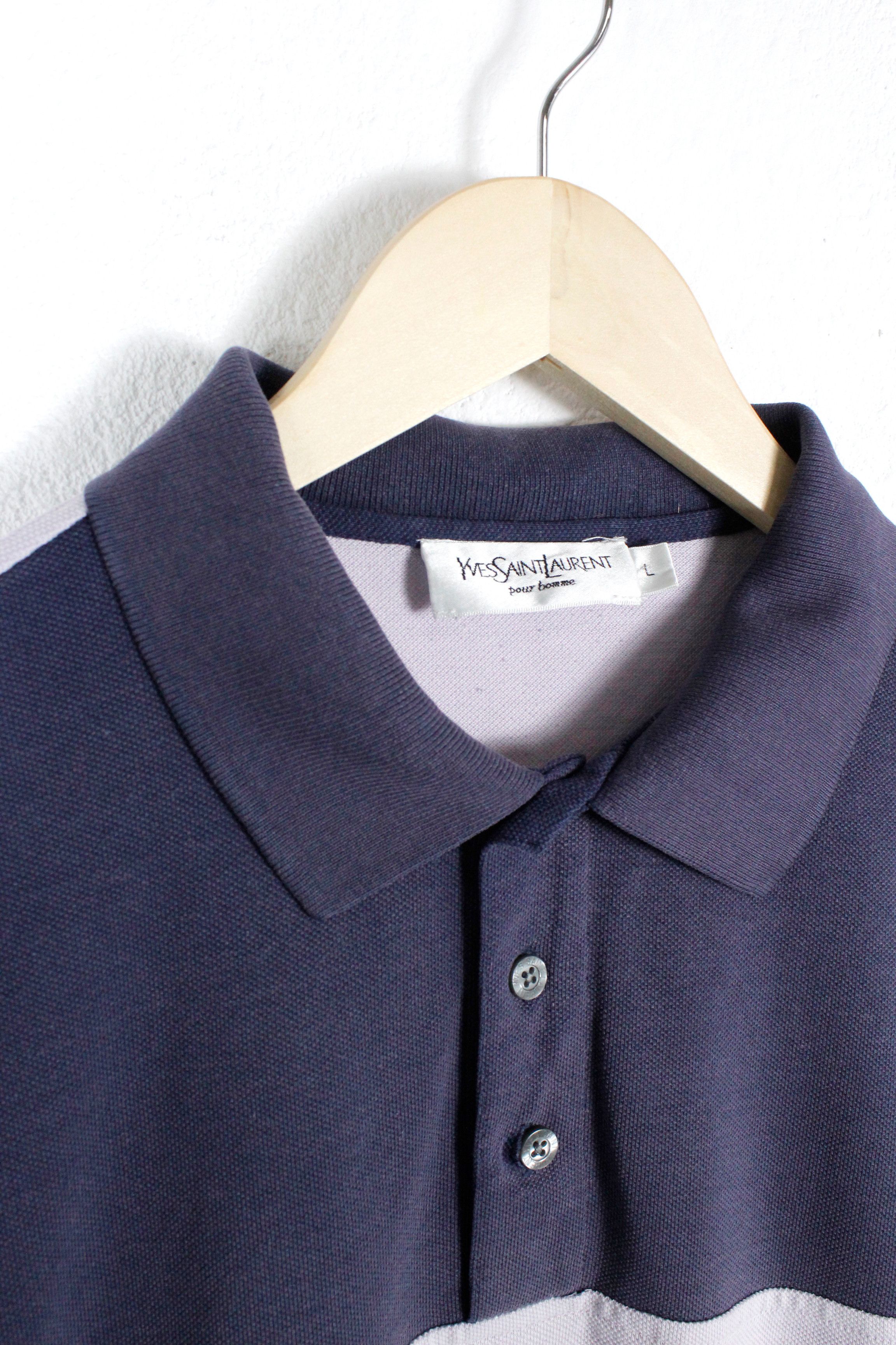 Vintage Vintage Yves Saint Laurent YSL Logo Two Tone Polo Shirt L Size US L / EU 52-54 / 3 - 7 Thumbnail