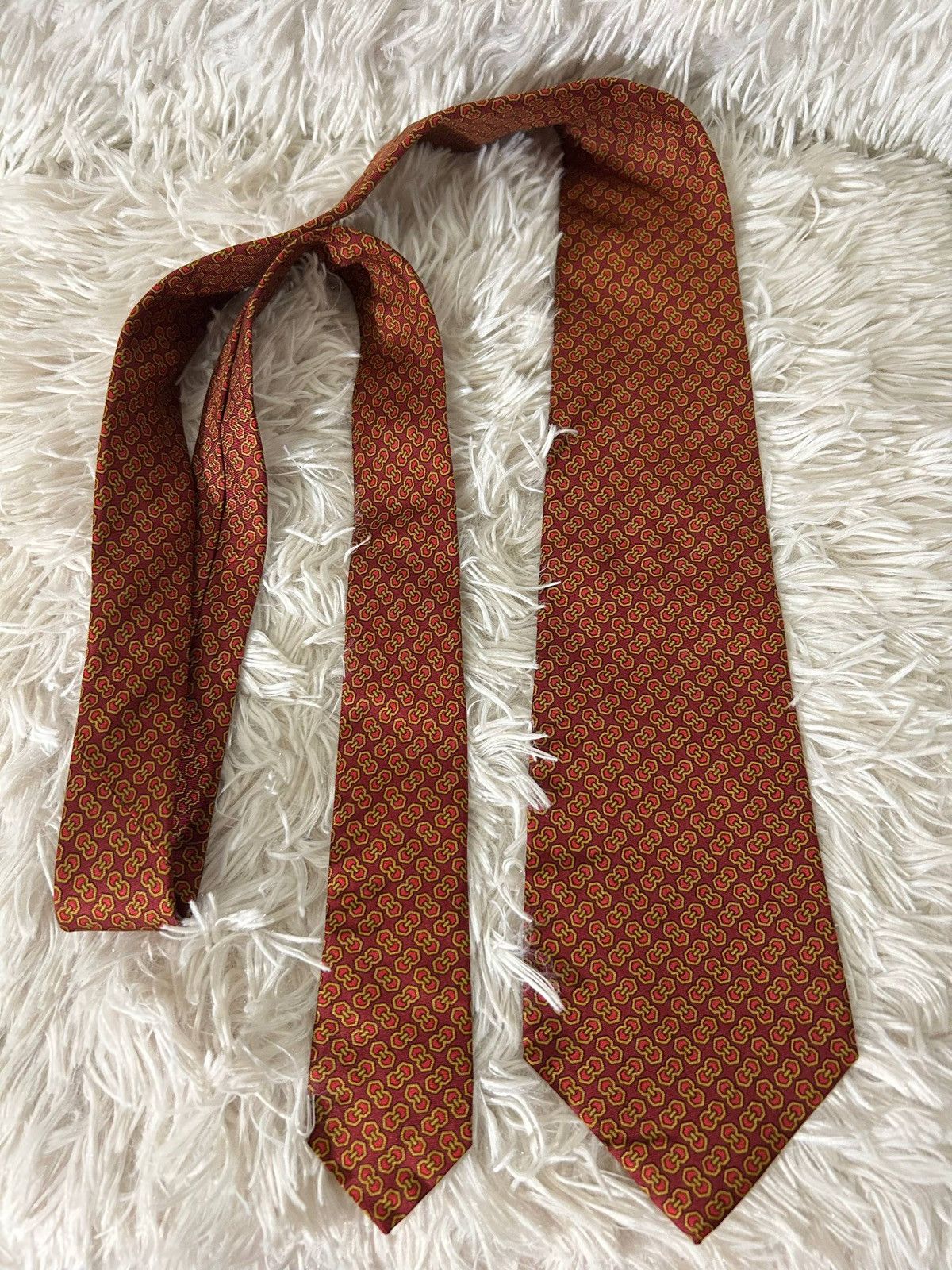 Etro ETRO Milano Men's 100% Silk Vintage Burgundy Gold Tie Size ONE SIZE - 3 Thumbnail
