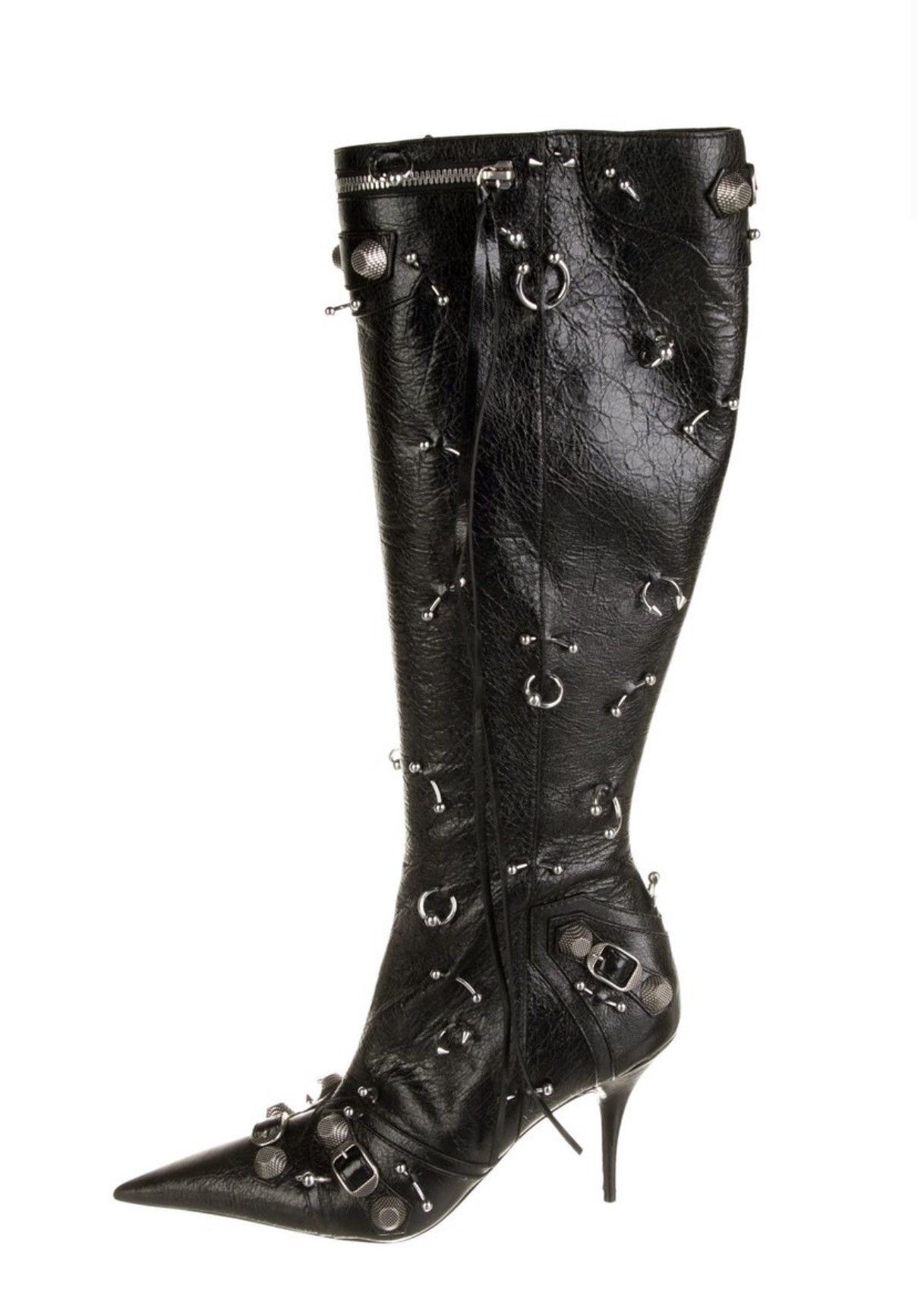 Balenciaga 🔥$4.5 VALUE🔥Cagole Piercing Leather Tall Boots Size US 10.5 / IT 40.5 - 1 Thumbnail