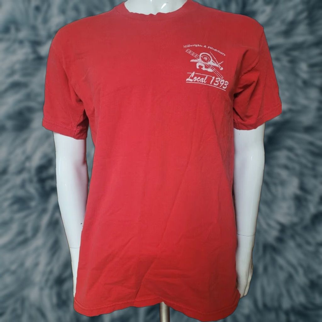 Vintage VTG Union Local 1393 Toledo OH T Shirt Large Cotton Red Crew Neck Short Sleeve Men’s Unionmade 100% Cotton Labor Shirt Size US L / EU 52-54 / 3 - 1 Thumbnail