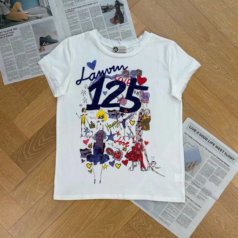 Lanvin Lanvin White Women's Graphic T-Shirt 0089 Size L / US 10 / IT 46 - 1 Thumbnail