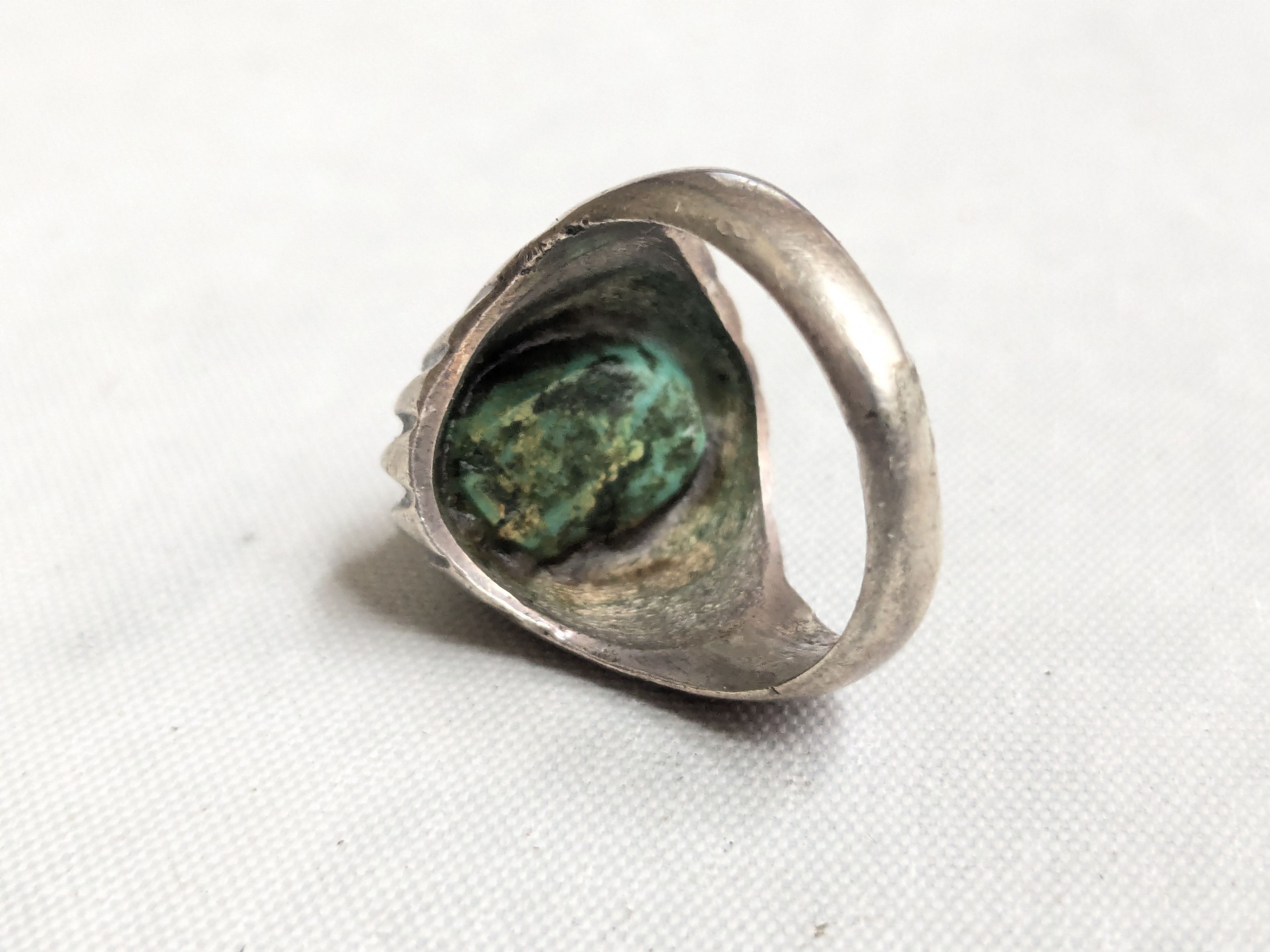 Jewelry Vintage Sterling Silver Ring Turquoise Oval Cabochon 10 Size ONE SIZE - 7 Thumbnail