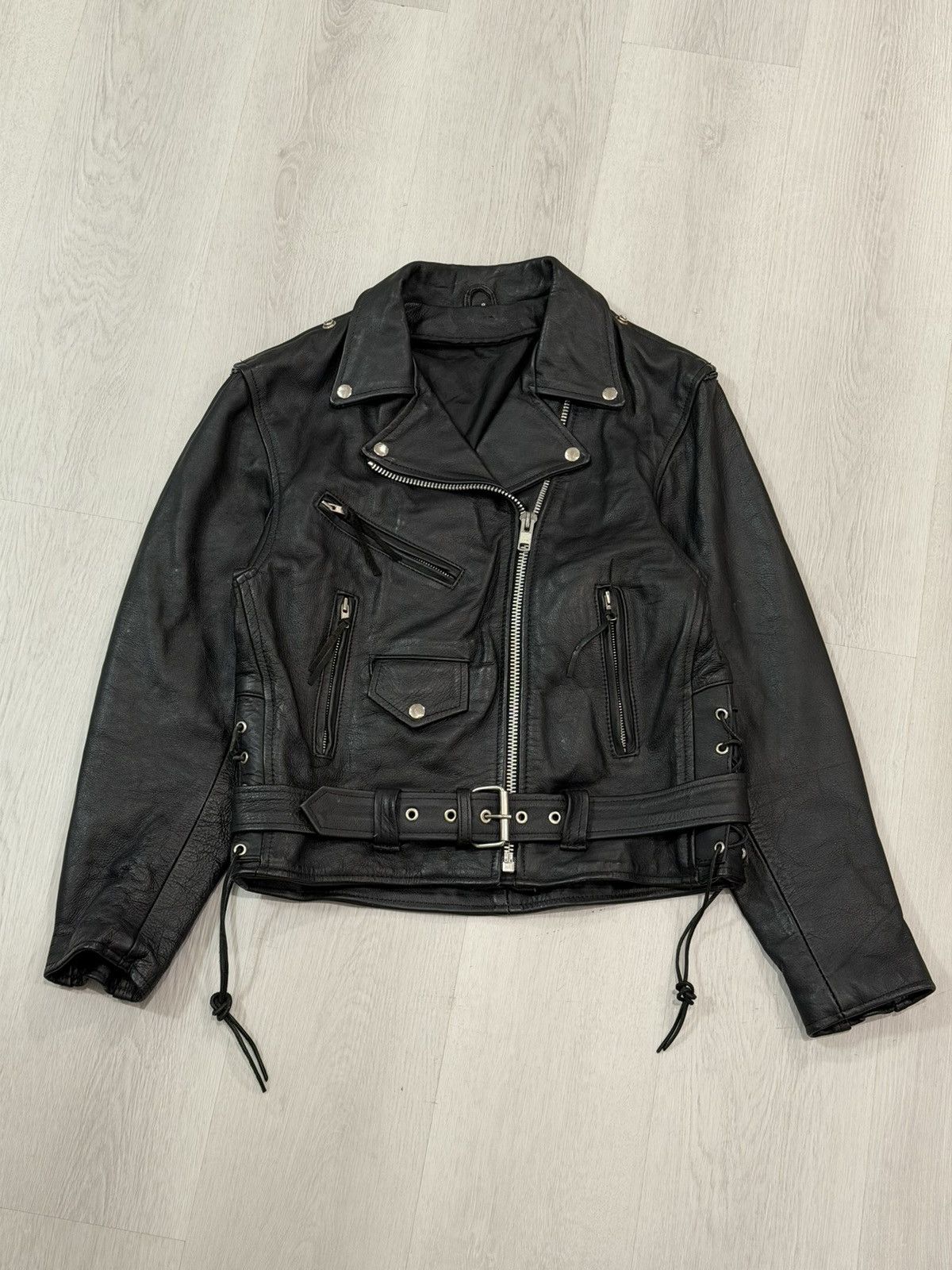 Vintage Vintage Biker Leather Quilted Lined Motorcycle Jacket Size 8 Size M / US 6-8 / IT 42-44 - 1 Thumbnail