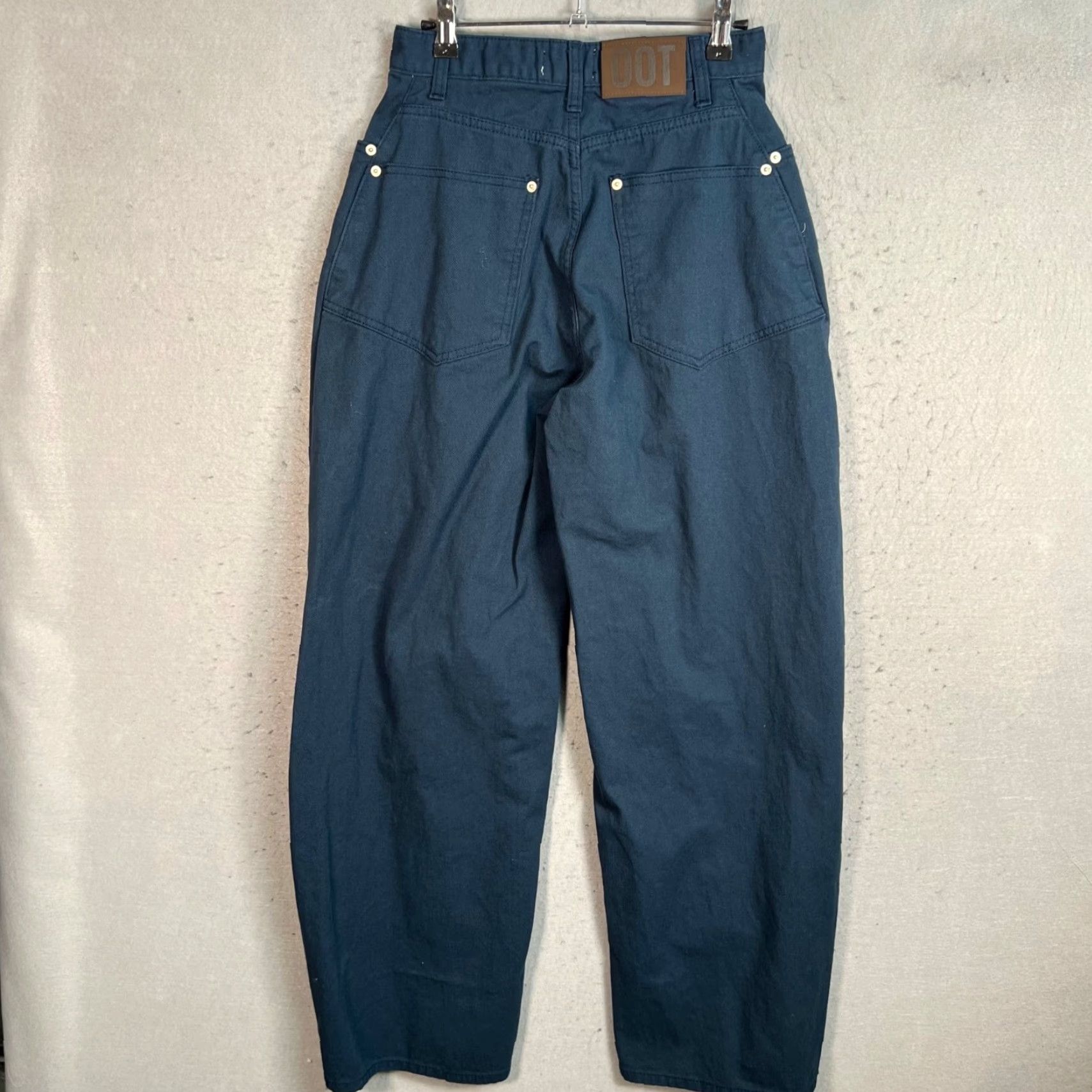 Vintage Out Of Trend Blue High-Waisted Wide-Leg Cotton Pants Womens Size S Size 28" / US 6 / IT 42 - 2 Thumbnail