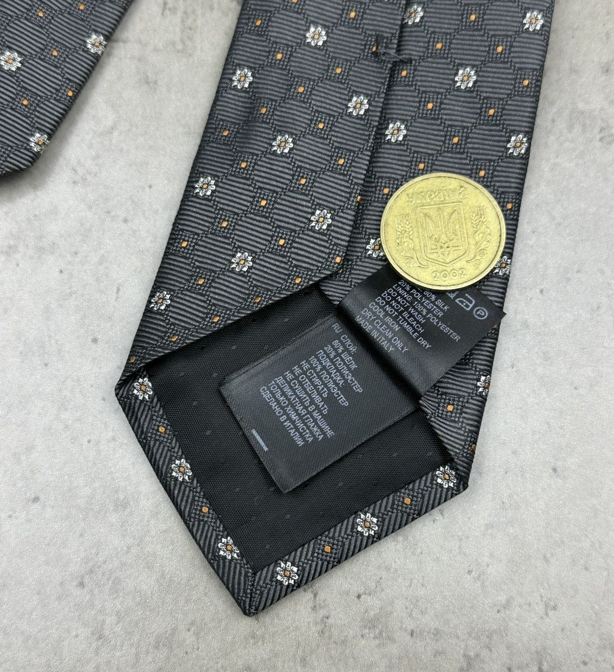 Reiss Reiss Gray Floral Silk Tie Made in Italy Designer Necktie Size ONE SIZE - 8 Thumbnail
